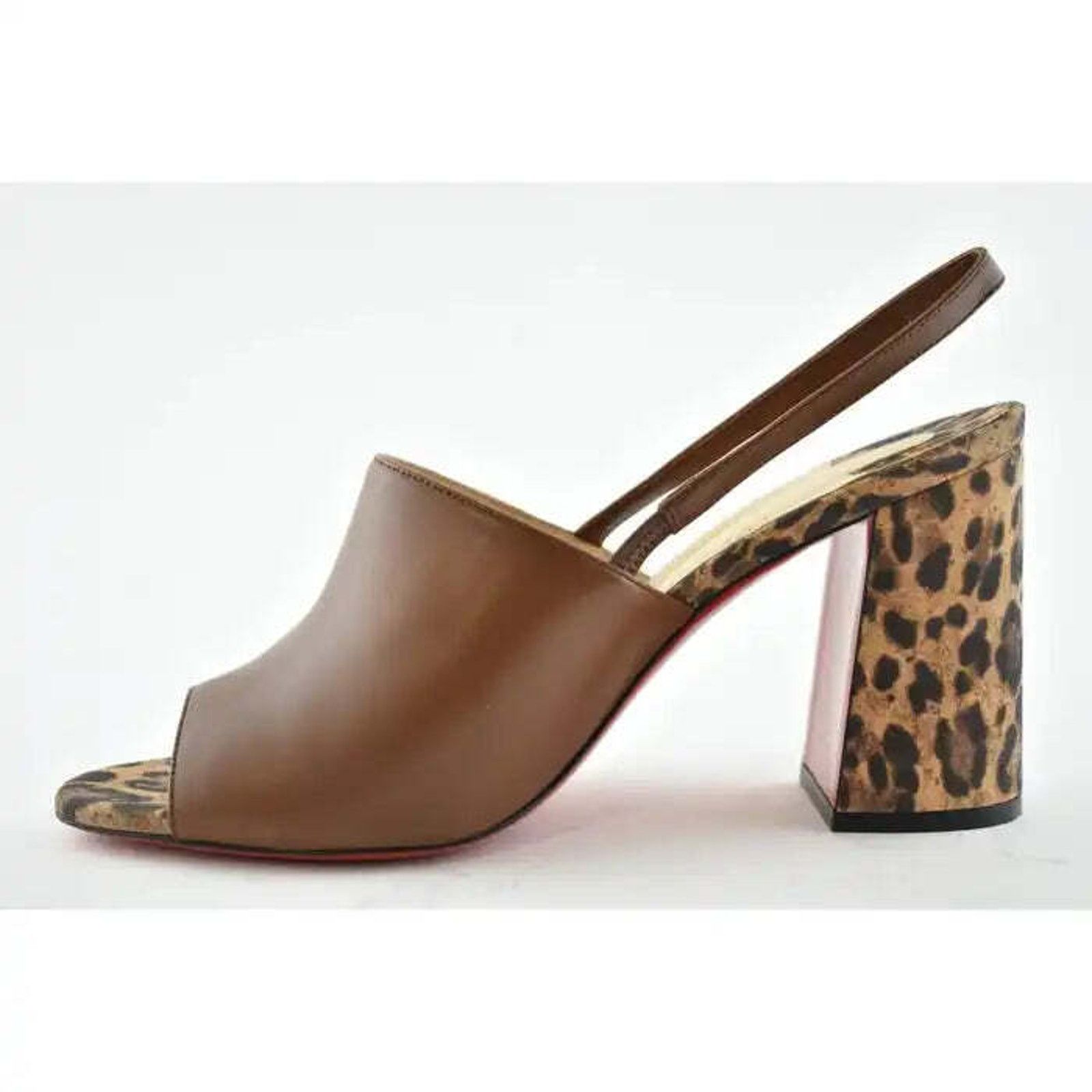 Christian Louboutin Pigasling 85 Brown Leopard Rio Slingback Block Heel Pump 36 Size US 6 / IT 36 - 5 Thumbnail