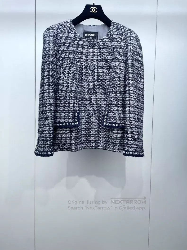 Chanel Chanel Cruise Series Silver Grey Blue Braided Jacket Size S / US 4 / IT 40 - 1 Thumbnail