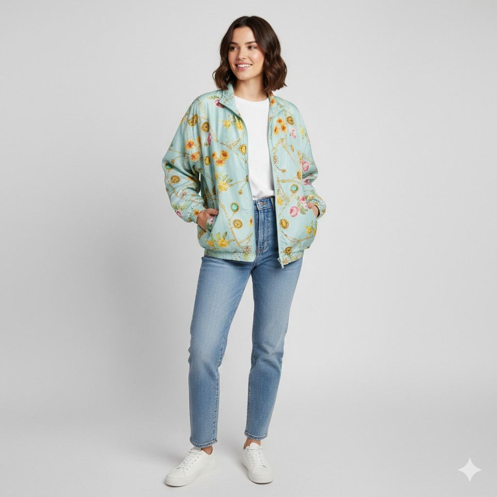 Other Avon Style Size M Windbreaker Jacket 100% Silk Classic Chain Size M / US 6-8 / IT 42-44 - 2 Thumbnail