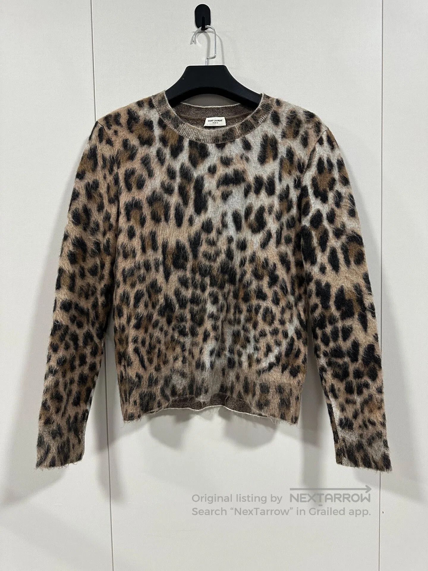 Saint Laurent Paris Saint Laurent Leopard Mohair Sweater. Size L / US 10 / IT 46 - 1 Thumbnail