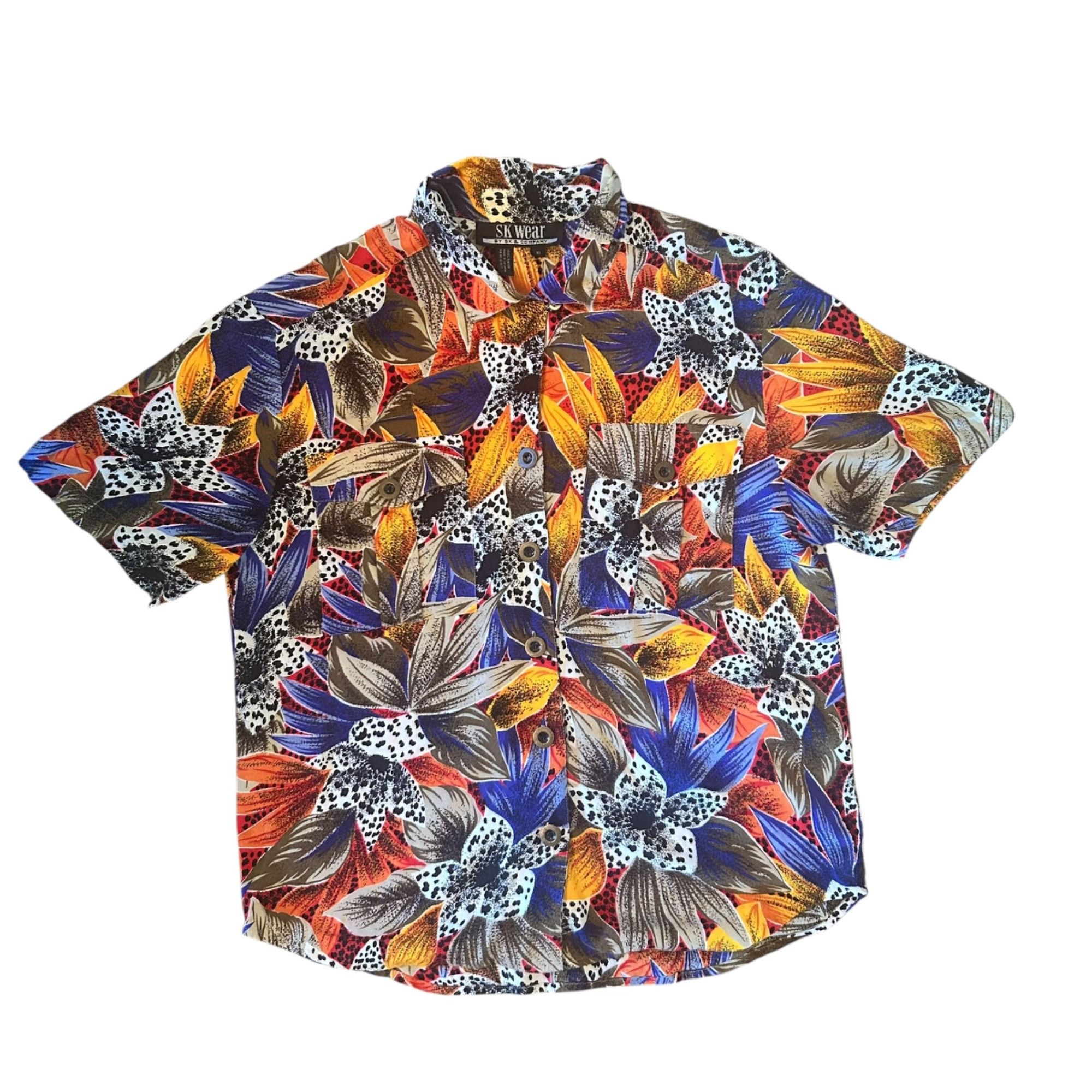 Vintage Vintage SK Wear Floral Vibrant Novelty Print 100% Rayon Blou Size L / US 10 / IT 46 - 1 Thumbnail