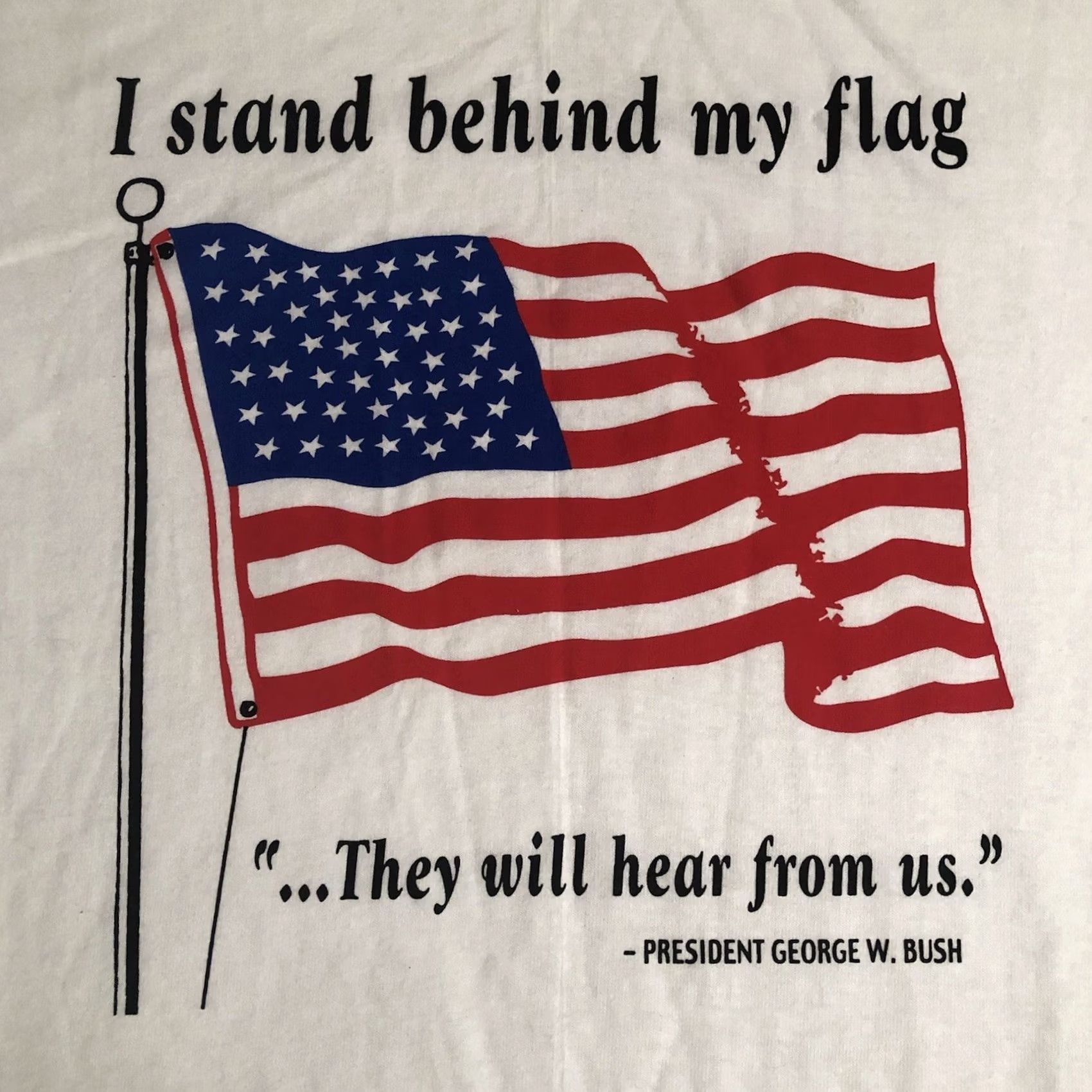 George VINTAGE Jensen 9/11 T-Shirt White XL Patriotic USA 2001 George Bush They Will Hear From Us Mens Size US XL / EU 56 / 4 - 3 Thumbnail