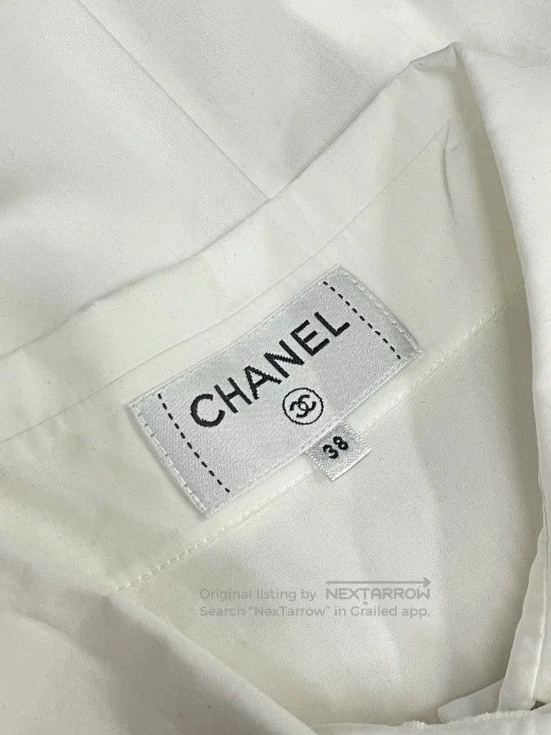 Chanel Chanel White Paneled Hollow Out Collar Shirt Long Sleeve To Size US M / EU 48-50 / 2 - 6 Thumbnail