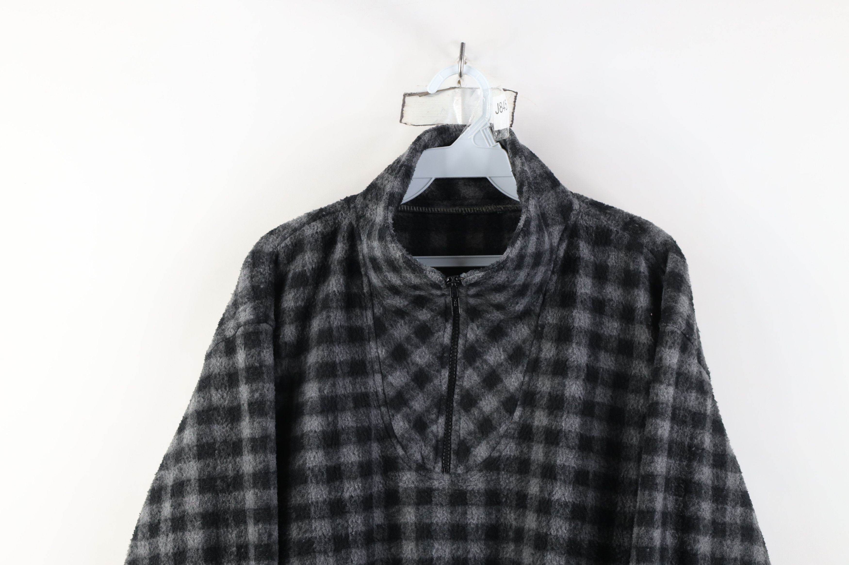 Vintage Vintage 90s Streetwear Fit Checkered Fleece Half Zip Sweater Size US M / EU 48-50 / 2 - 2 Thumbnail