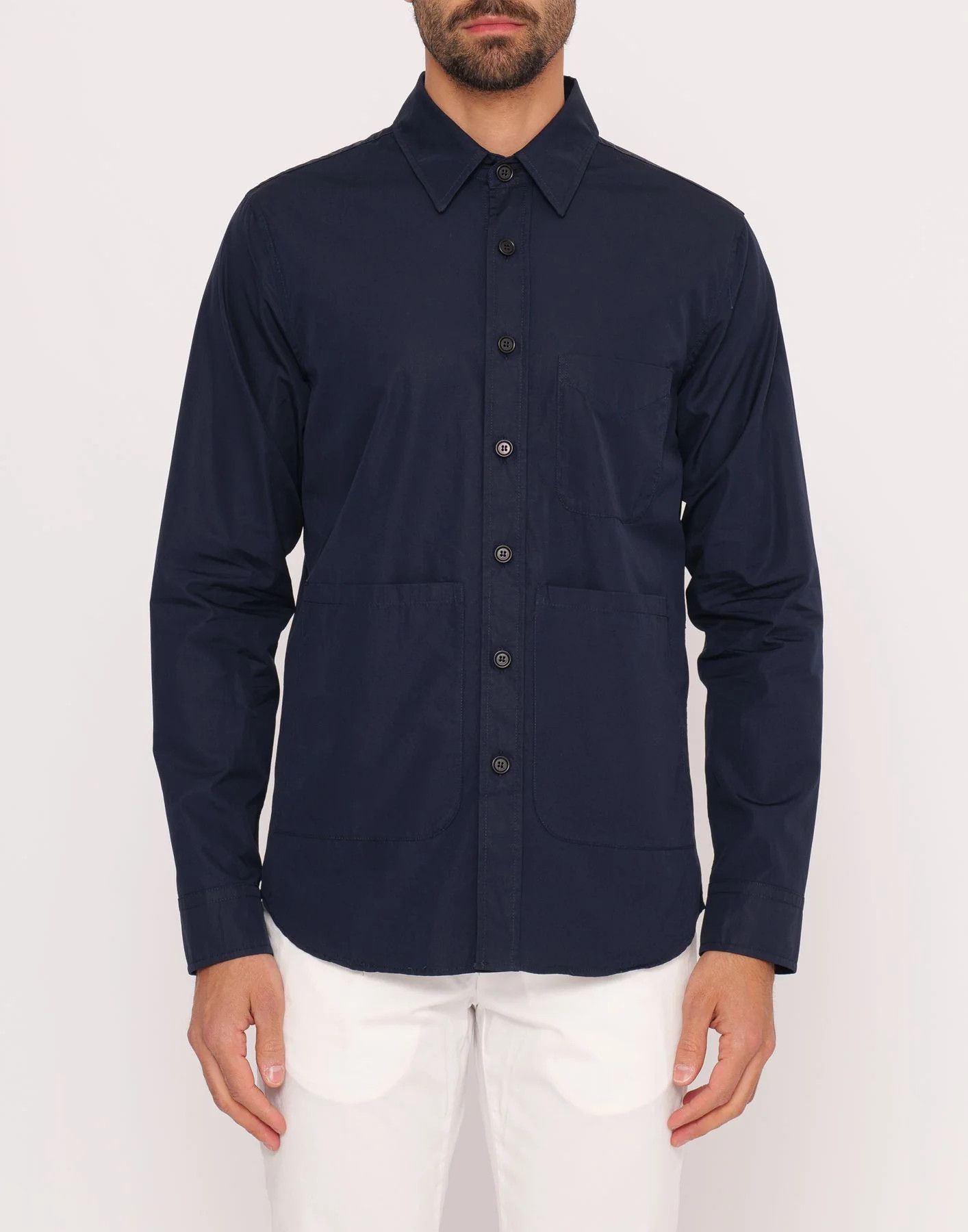 Aspesi ASPESI solid blue cotton patch pockets utility shirt Medium Size US M / EU 48-50 / 2 - 2 Thumbnail
