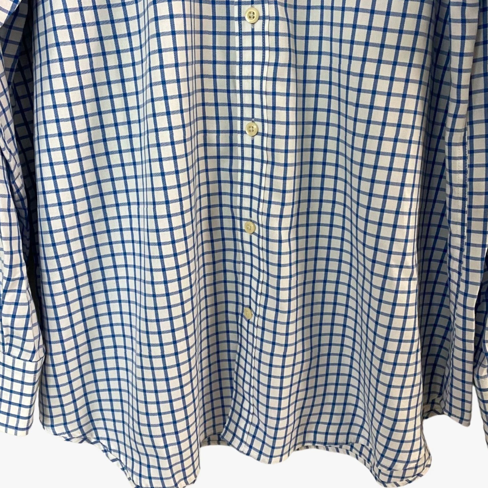 Peter Millar VINTAGE Peter Millar Nanoluxe Button-Down Shirt Mens Large Blue Check Long Sleeve Cotton Size US L / EU 52-54 / 3 - 7 Thumbnail