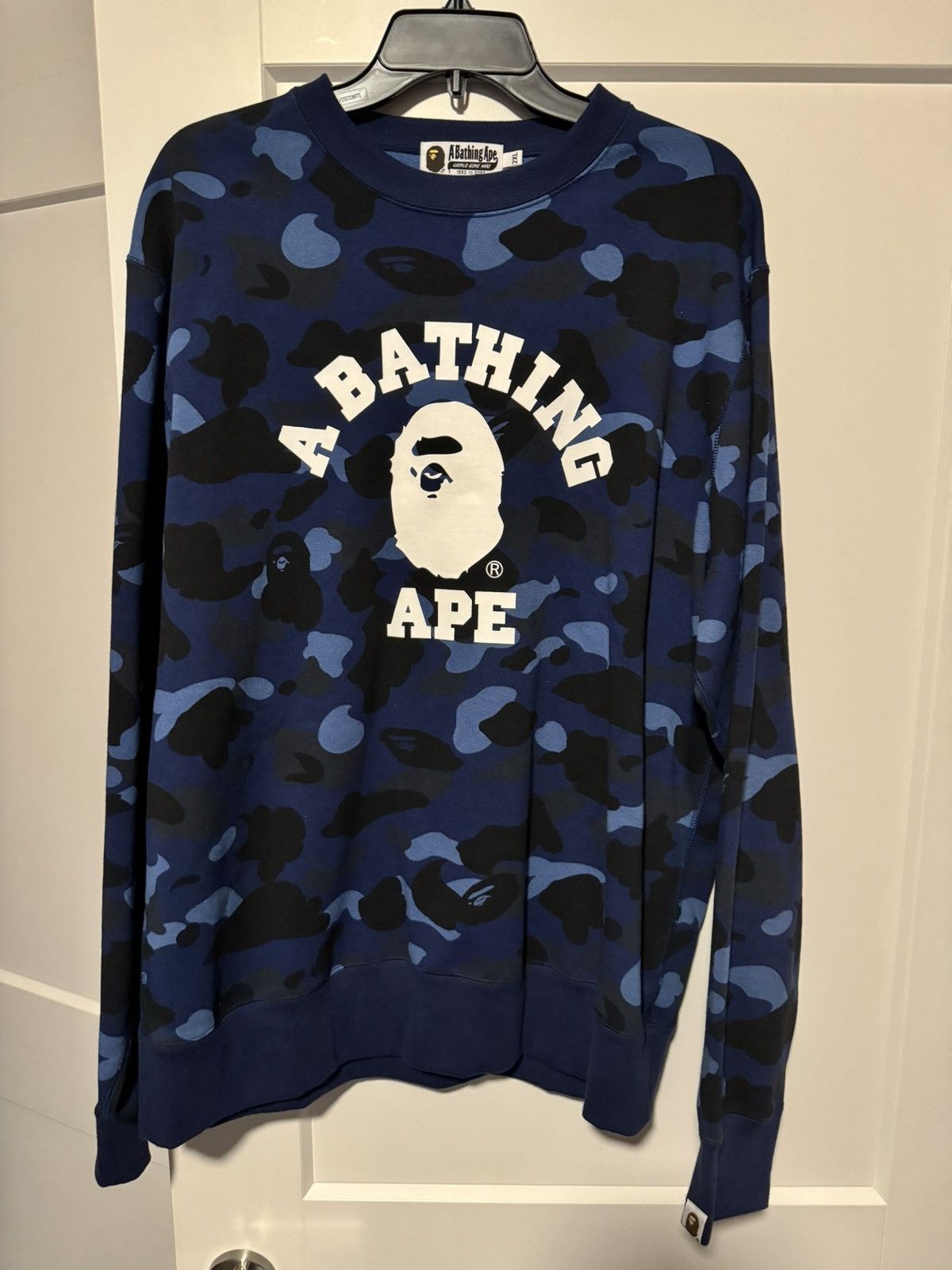 image of Bape College Crewneck in Blue, Men's (Size 2XL)