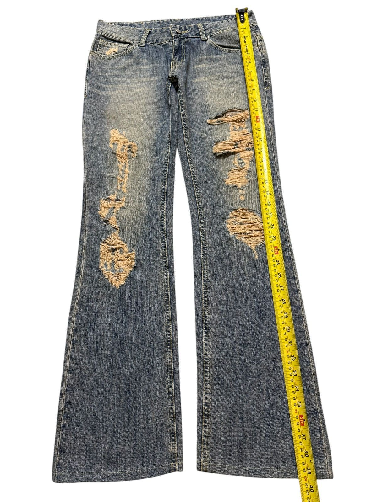 Hysteric Glamour Vintage Y2K Japanese Brand Faded Wash Ripped Wide Leg Flare Size 30" / US 8 / IT 44 - 9 Thumbnail
