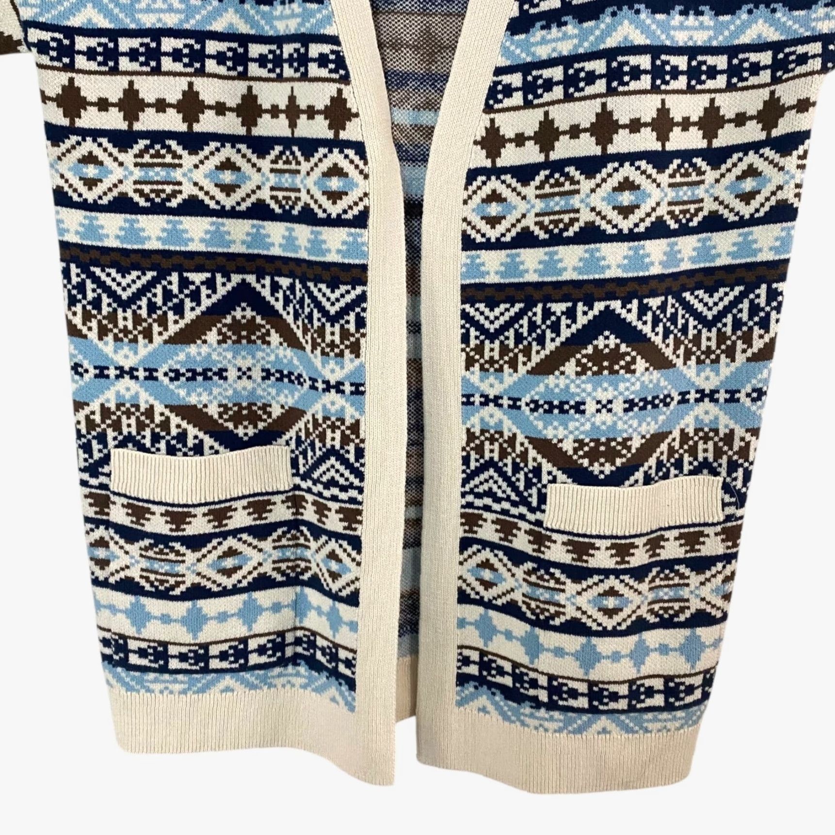 Lucky Brand Lucky Brand Aztec Sweater Cardigan Women's M Multicolor Knit Open Pockets Geometric Bohemian Classic Tribal Long-Sleeve Size M / US 6-8 / IT 42-44 - 6 Thumbnail