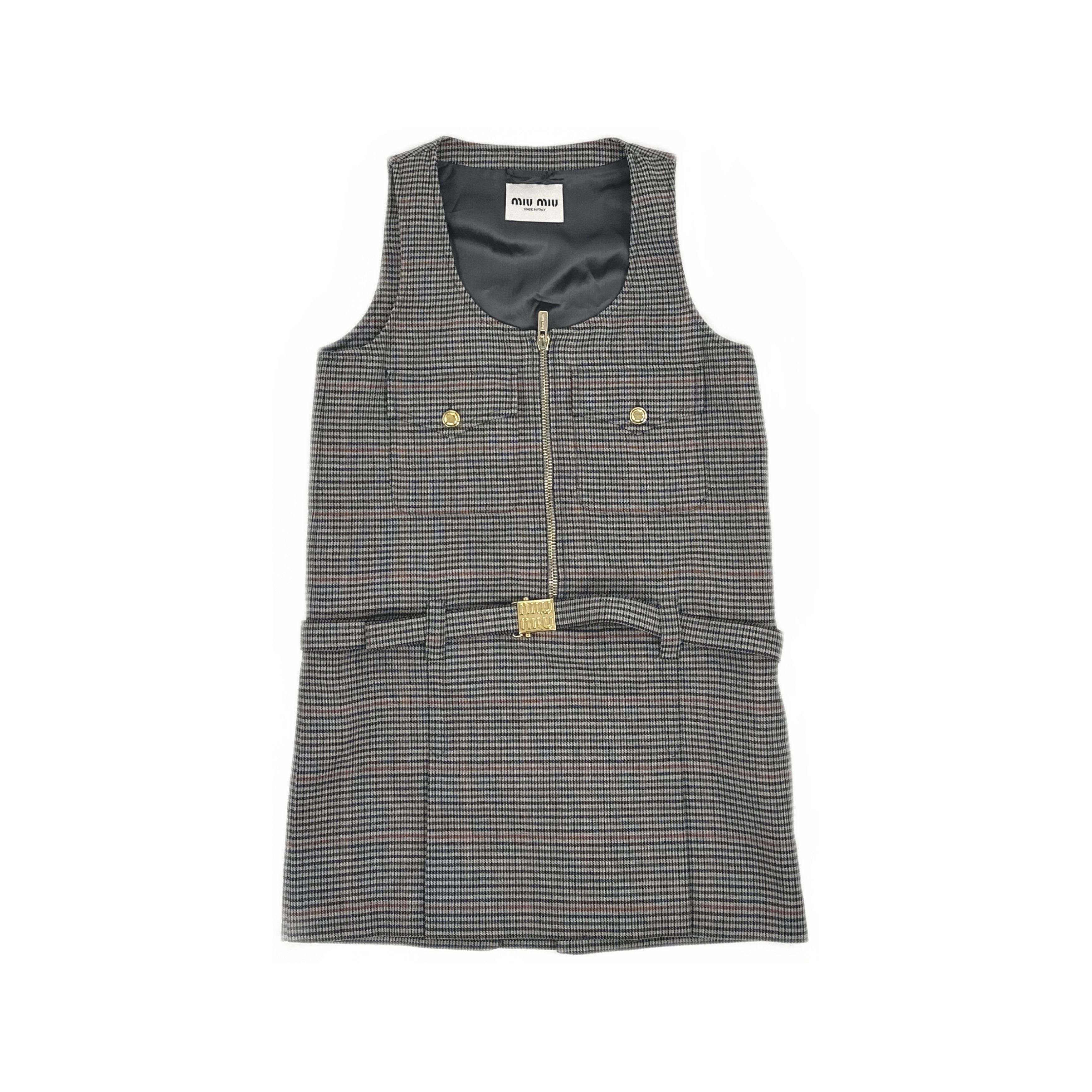 Miu Miu Miu Miu Checkered Zip-Up Sleeveless Dress Size 38 Size XS / US 0-2 / IT 36-38 - 1 Thumbnail