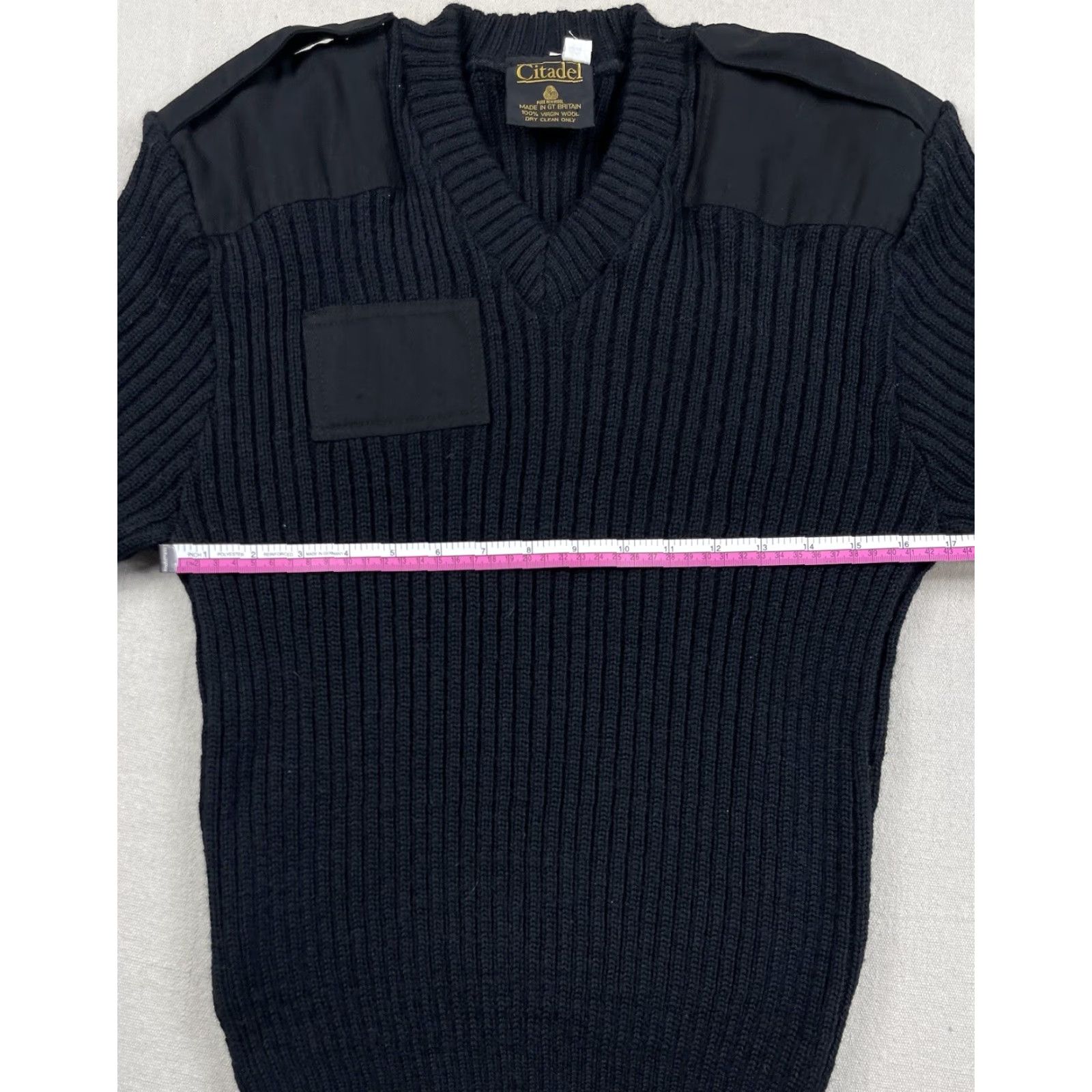 Greats VINTAGE Citadel Wool Sweater Military Knit Crew Neck Black Adult 42 Solid Patches Outdoor Mens Size US XL / EU 56 / 4 - 4 Thumbnail