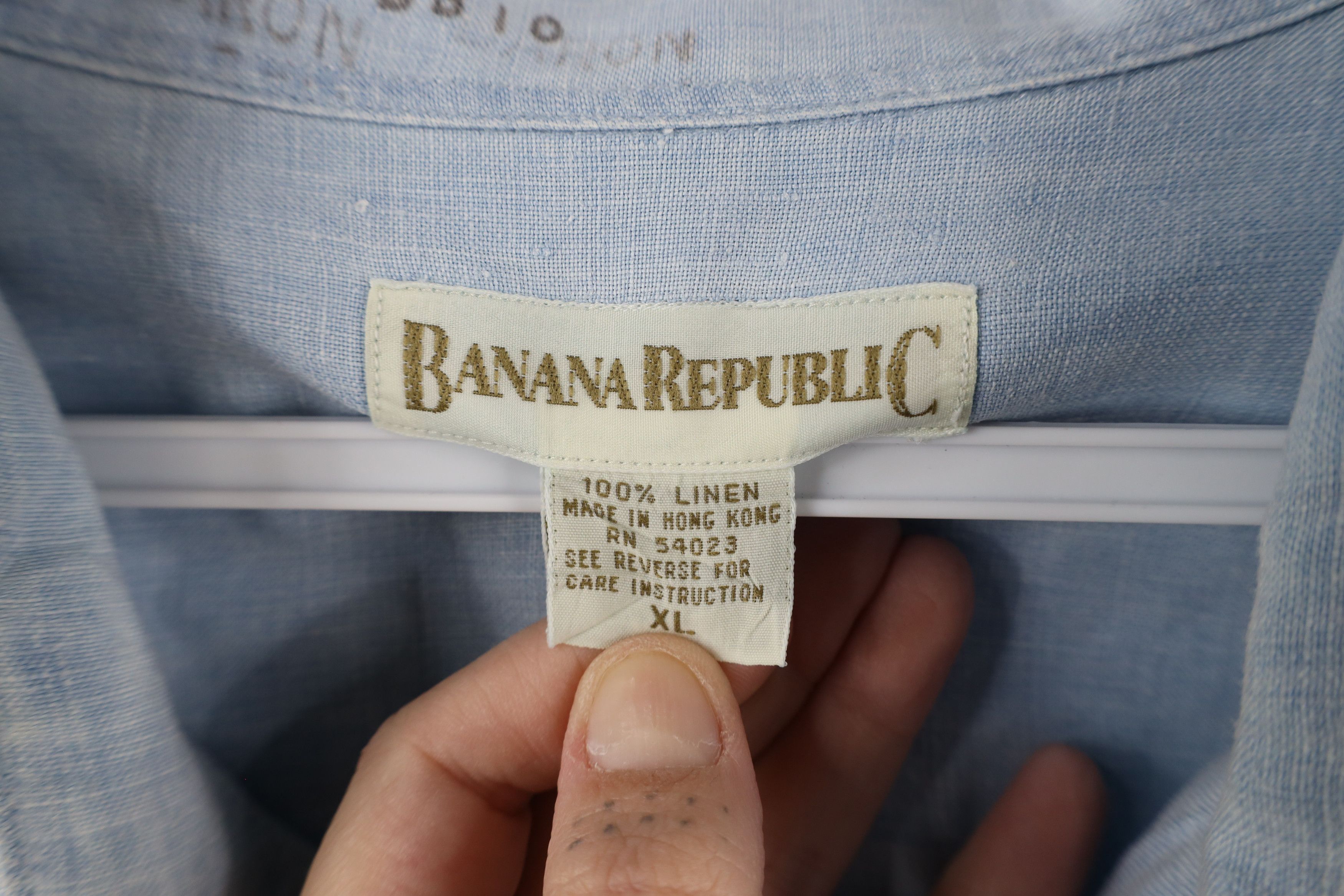 Banana Republic × Vintage Vintage 90s Banana Republic Fit Linen Button Shirt Blue Size ONE SIZE - 10 Thumbnail