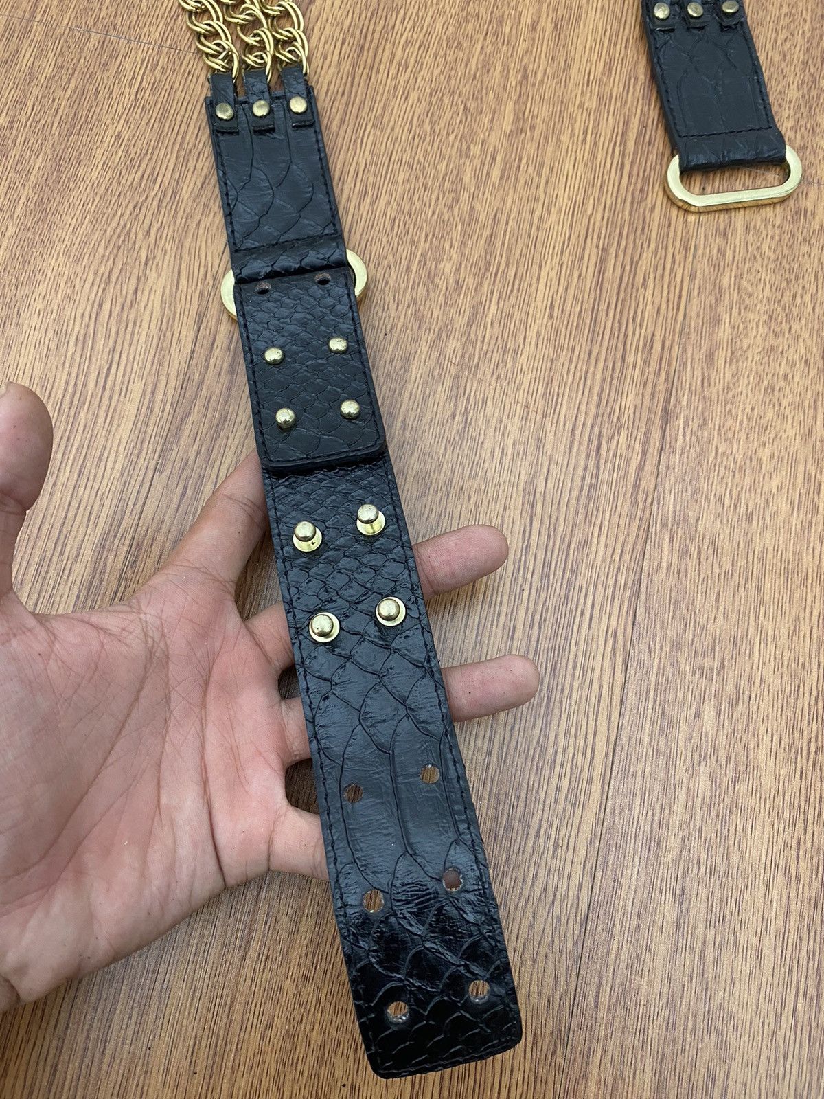 If Six Was Nine × Japanese Brand × Le Grande Bleu (L.G.B.) EGOIST black snakeskin gold chain belt Size ONE SIZE - 5 Thumbnail