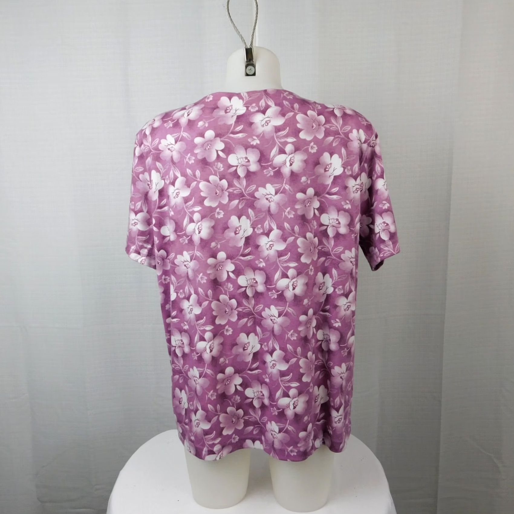 Vintage Jaclyn Smith Floral T-Shirt Orchid Pink Large Women's Short Sleeve Casual Cotton Size L / US 10 / IT 46 - 3 Thumbnail