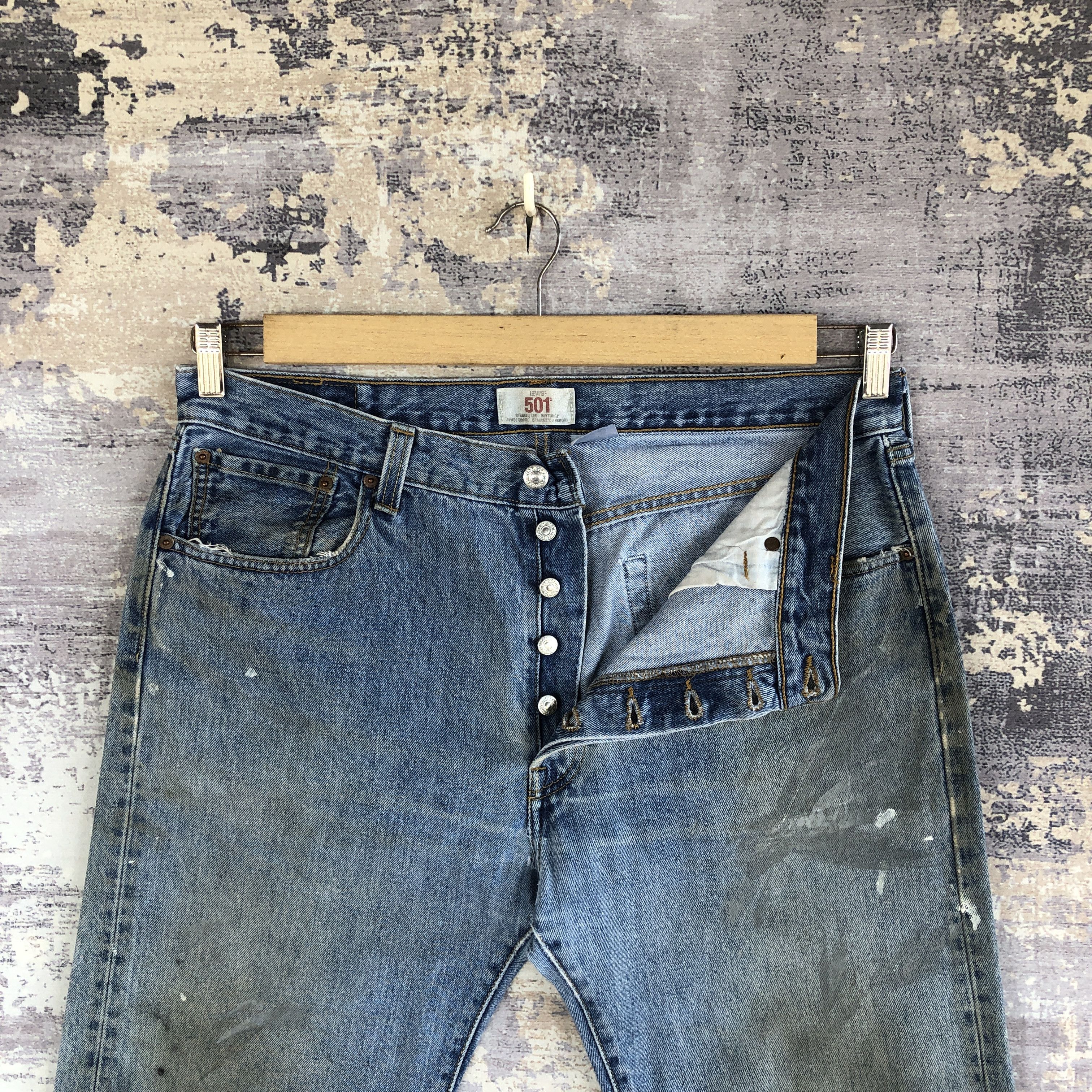 Levi's Vintage 90s Dirty Levis 501 Jeans Levi's Painter Blue Denim Size US 36 / EU 52 - 6 Thumbnail
