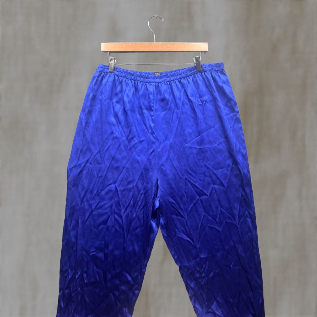 Sol Angeles Solange Pajama Pants Womens Size 14 16 Satin Blue Lounge Sleepwear Size 36" / US 14 / IT 50 - 1 Thumbnail