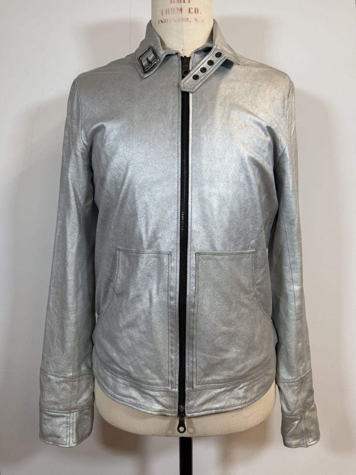 Michele Berandi Michel Berandi Silver Metallic Lambskin LeatherJacket Size US XL / EU 56 / 4 - 1 Thumbnail