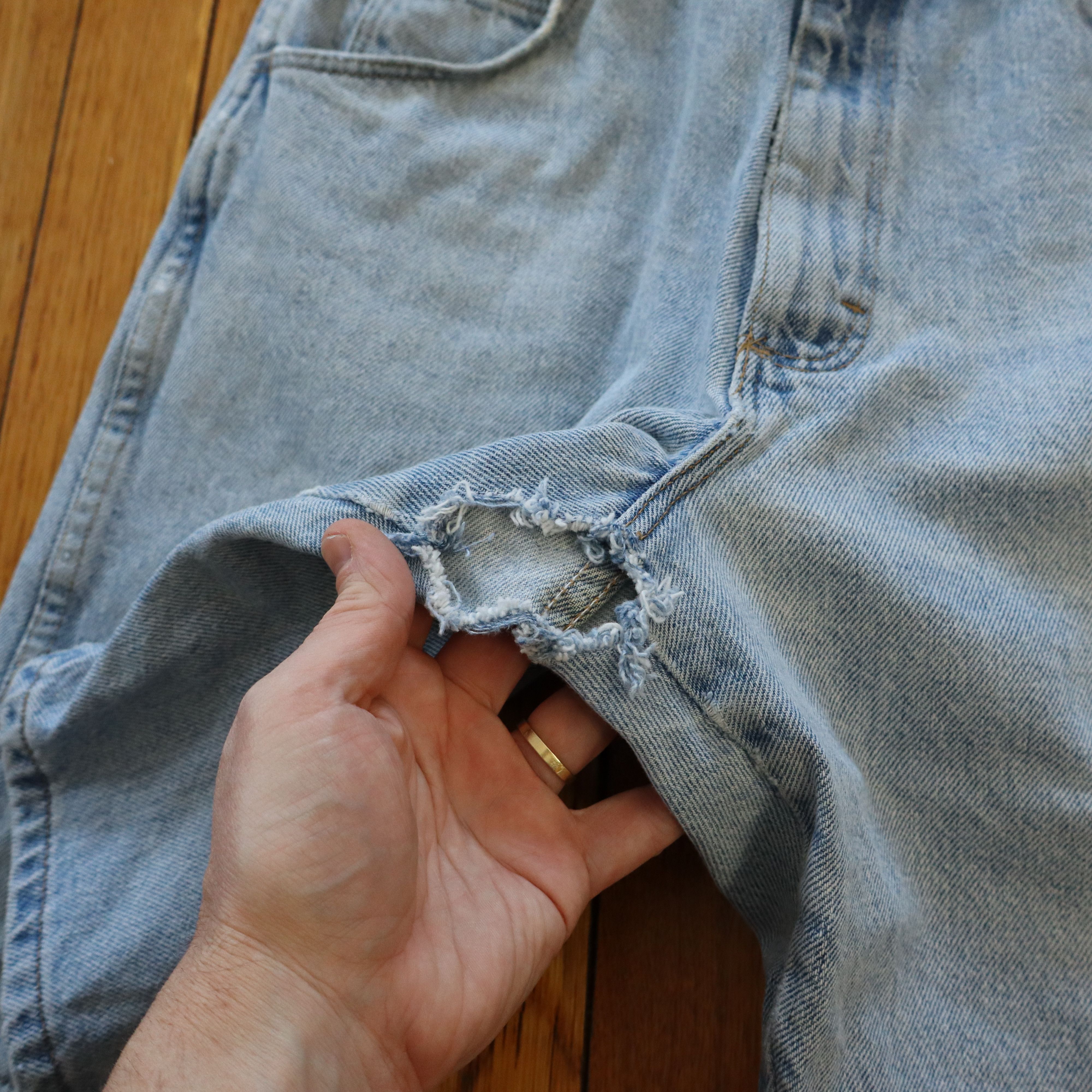 Carhartt × Dickies × Wrangler 90s Y2K Free Ballin Wide Leg Baggy Skater Denim Shorts Jorts Size US 31 - 2 Thumbnail