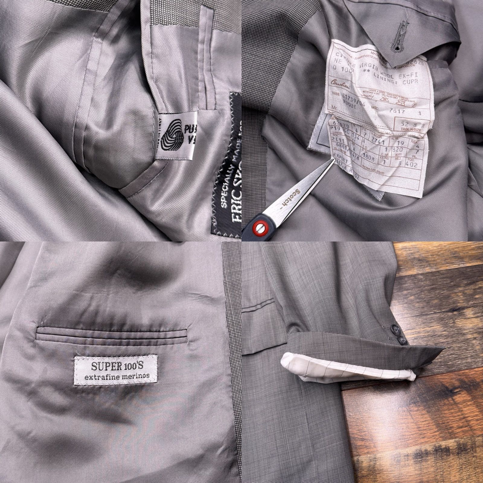 Corneliani Corneliani Double Breasted Suit Jacket 42 Gray Italy Blazer Wool 100s Vogue Men Regular Solid Notch Lapel Six-Button Dry Clean Only Ven tless Size 42R - 8 Thumbnail