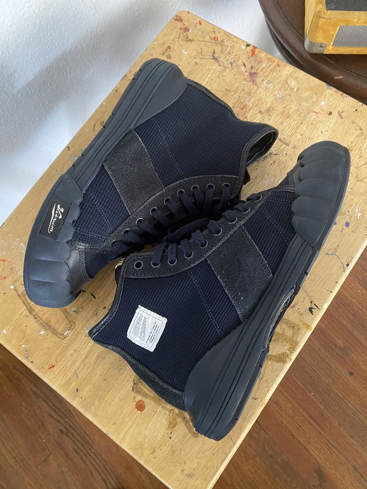 image of Visvim Lanier Hi Navy Shoes, Men's (Size 9.5)