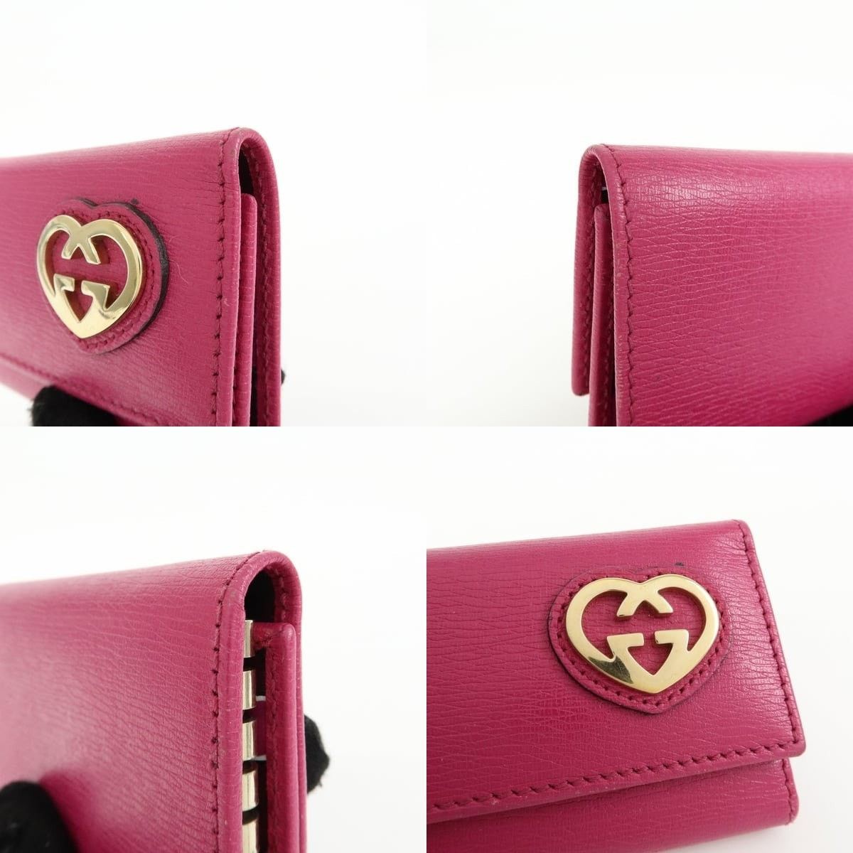 Gucci Gucci Lovely Heart Interlocking G Leather Key Holder Pink Size ONE SIZE - 5 Thumbnail