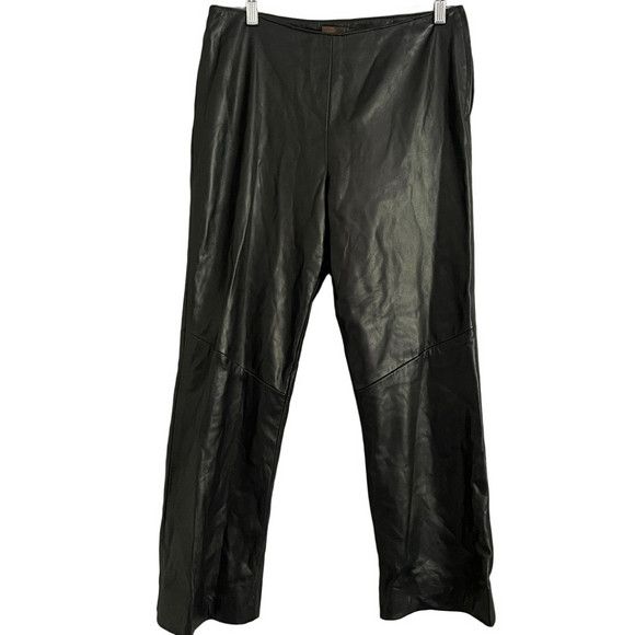 Danier Vintage Danier Black Leather Lined High Rise Straight Pants Size 32" / US 10 / IT 46 - 3 Thumbnail