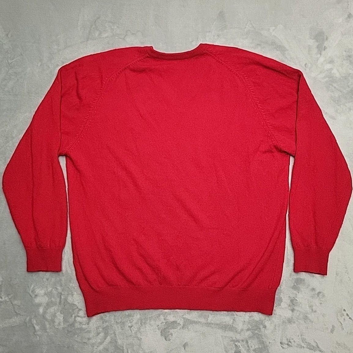 Lands' End Lands' End Sweater Mens XL Red 100% Wool Pullover V-neck Classic Knit Crew Neck Casual Long Sleeve Solid Pattern Mens Size US XL / EU 56 / 4 - 2 Thumbnail