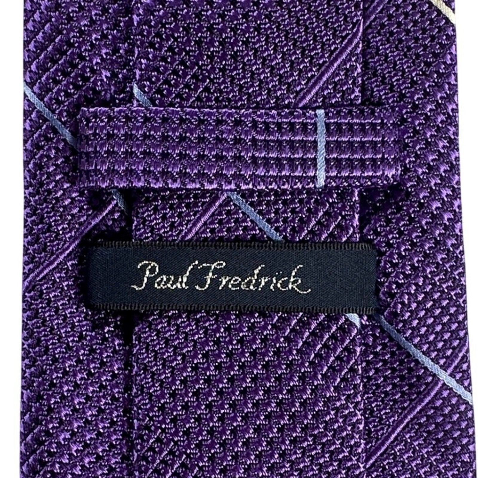 Paul Fredrick Paul Fredrick Purple Grid Pattern Silk Tie Hand Made NWT Size ONE SIZE - 4 Thumbnail