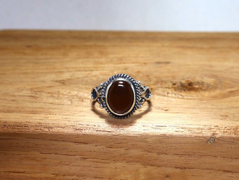 Handmade Smoky Quartz Ring: Handmade 925 Sterling Silver Promise Ring Size ONE SIZE - 3 Thumbnail