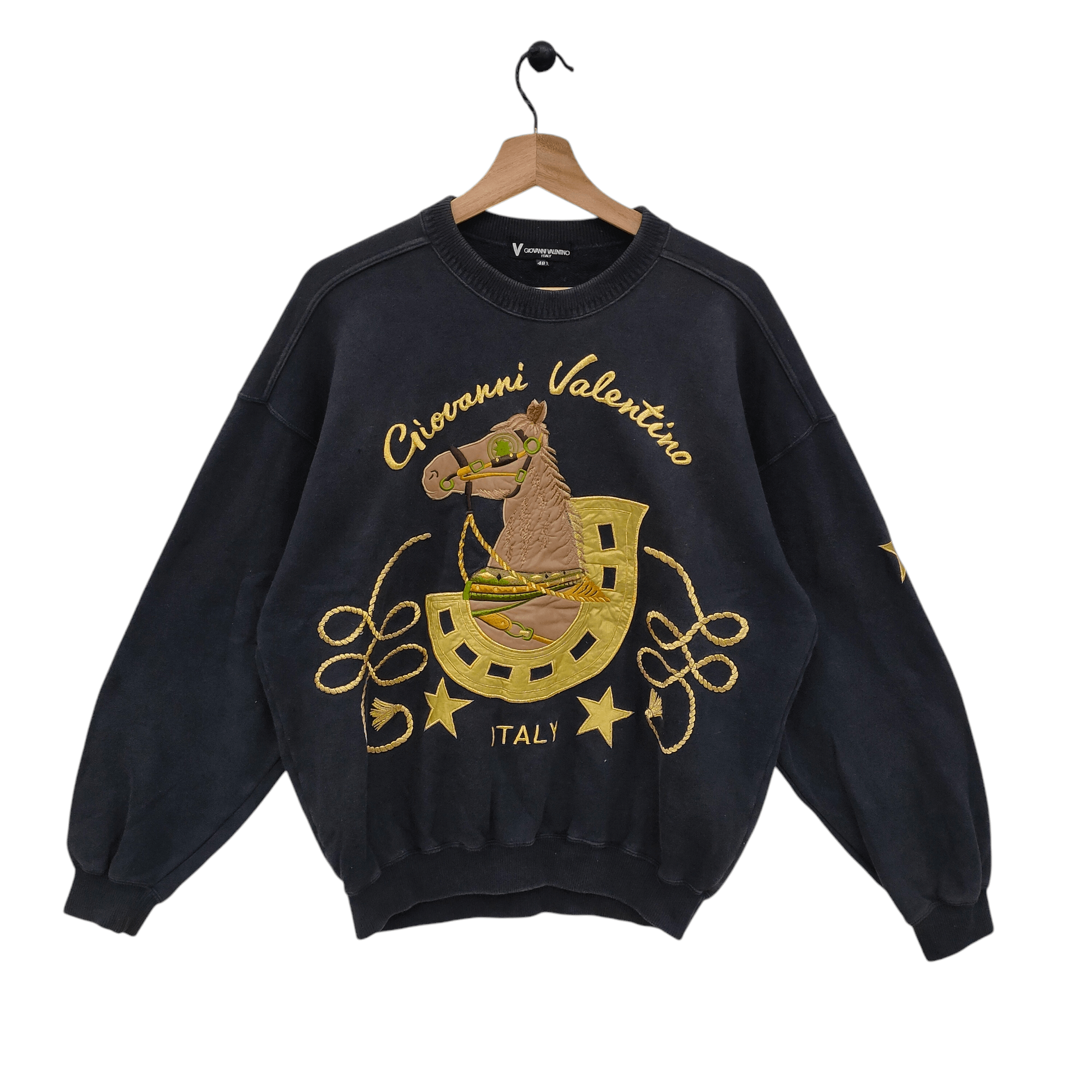 90s Giovanni Valentino Italy Embroidered Horse Horseshoe