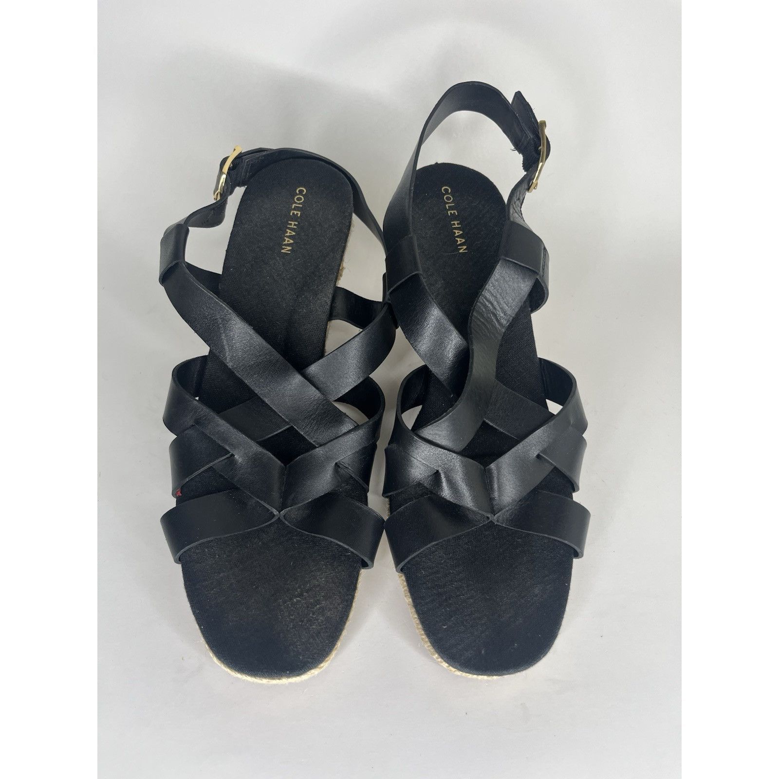 Cole Haan Cole Haan Black Leather Espadrille Wedge Strappy Sandals Wom Size US 9 / IT 39 - 12 Thumbnail