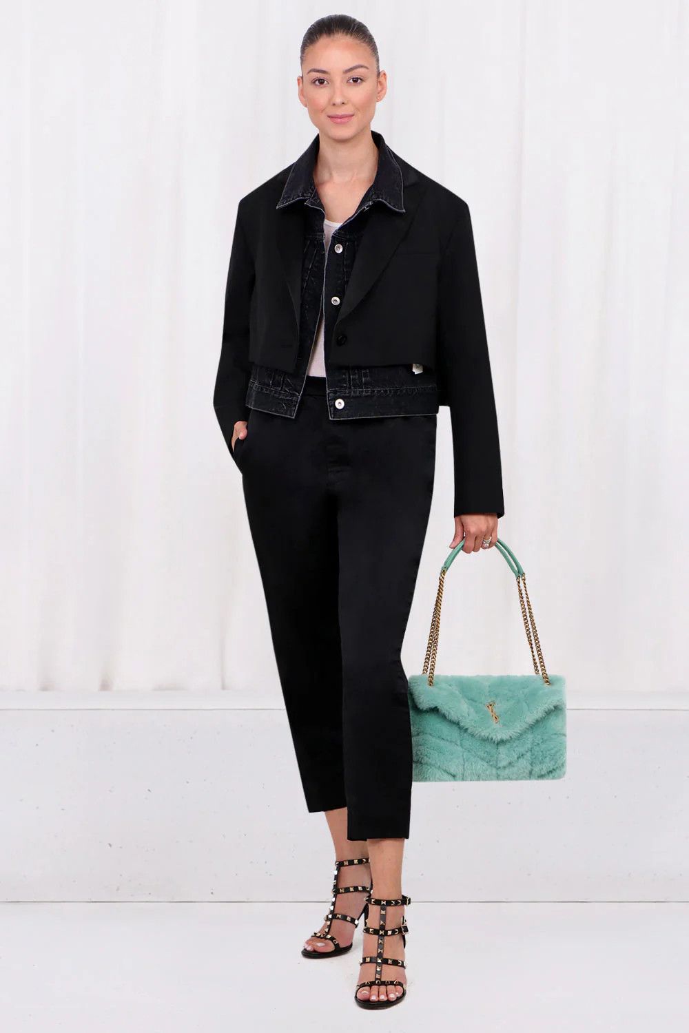 Saint Laurent Paris o1s1wg110425 Size: OS / 577476 Niki Shearling Bag Light Blue Size ONE SIZE - 4 Thumbnail
