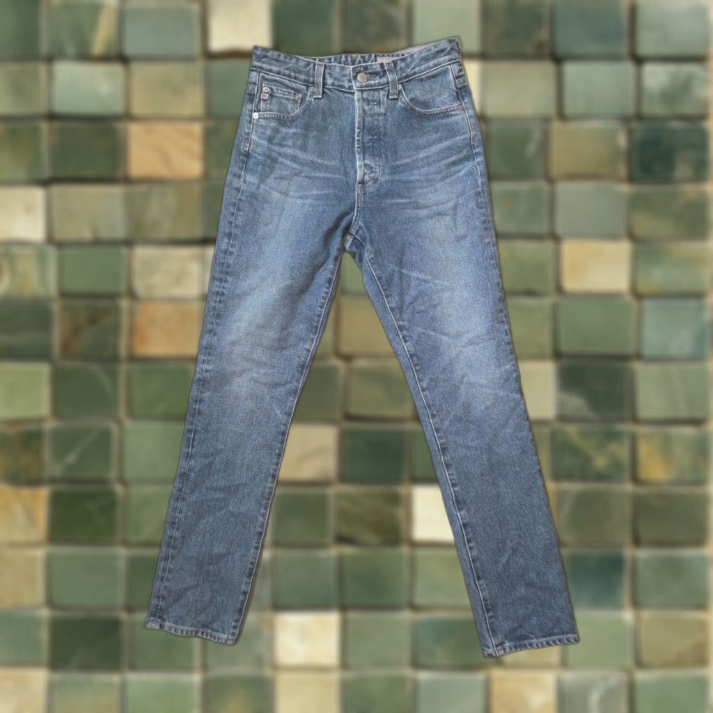 Vintage VINTAGE AG Adriano Goldschmied Women Jeans 27R Straight High Rise Contour 360 Blue Denim Slim Straight 28in Inseam 28in Size 27" / US 4 / IT 40 - 1 Thumbnail