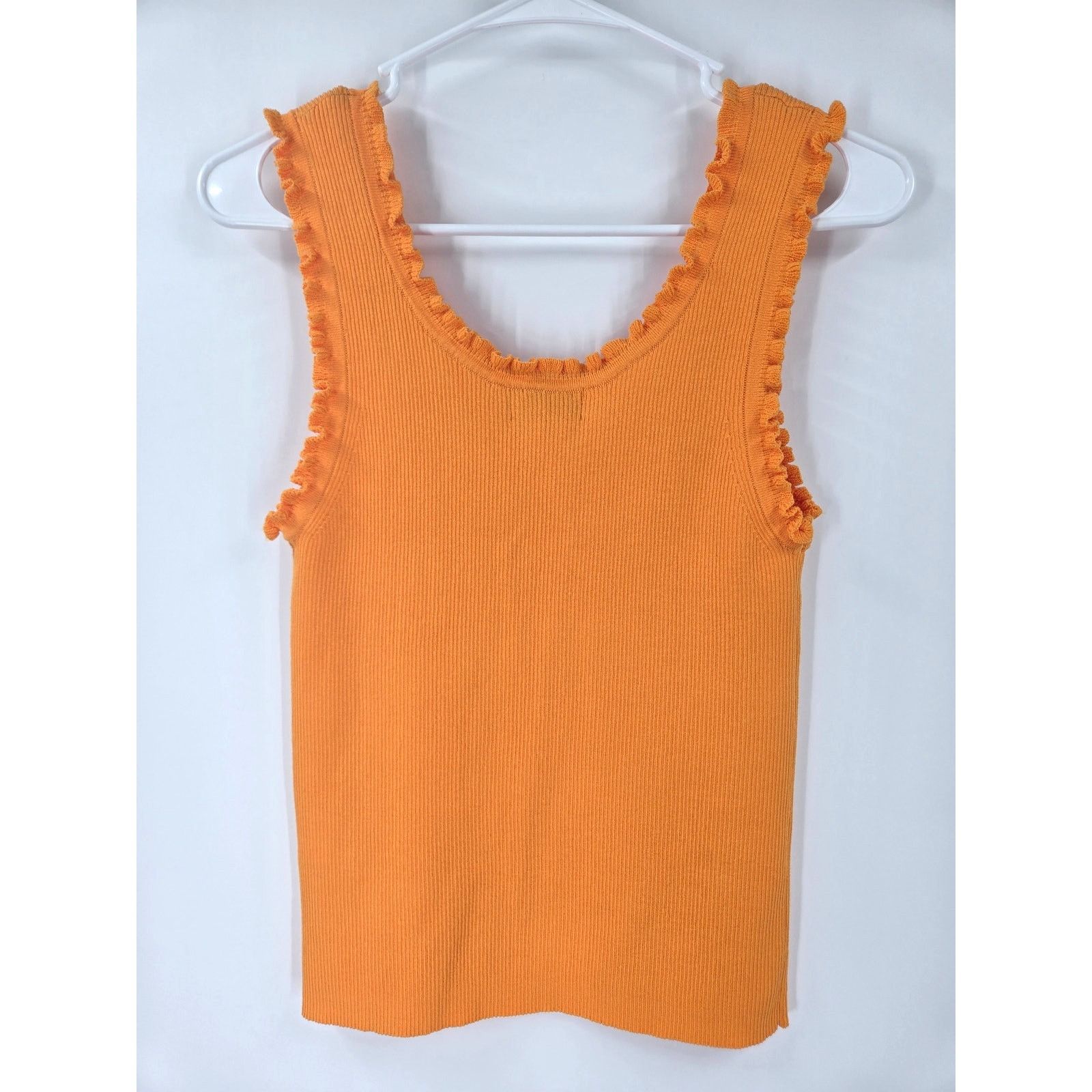 Other NEW Molly Bracken Ribbed Tank Top with Ruffles Orange Medium Size M / US 6-8 / IT 42-44 - 5 Thumbnail