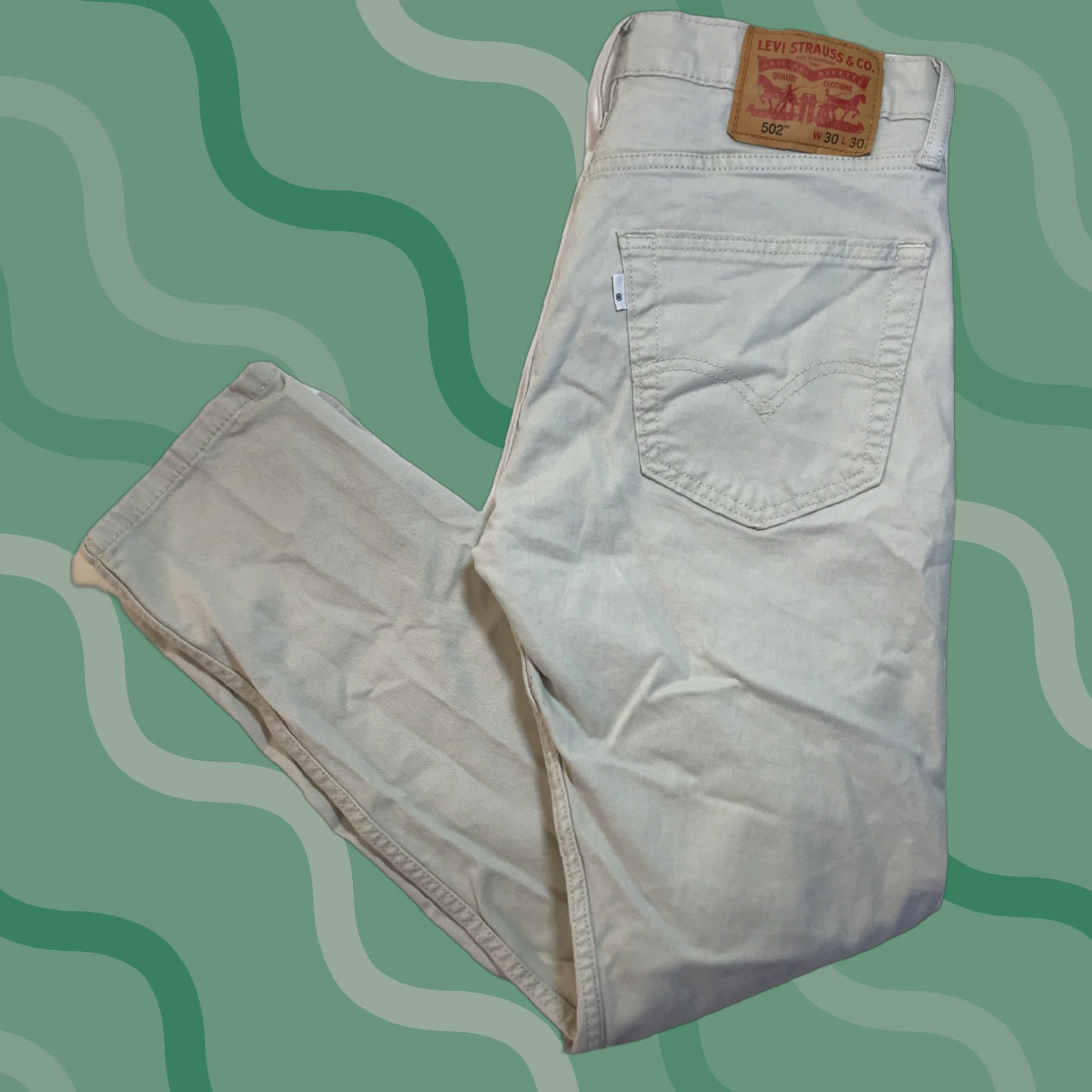Levi's Levi's 502 Jeans Denim Beige Regular Tapered Zip Fly 30x30 Men Size US 30 / EU 46 - 1 Thumbnail