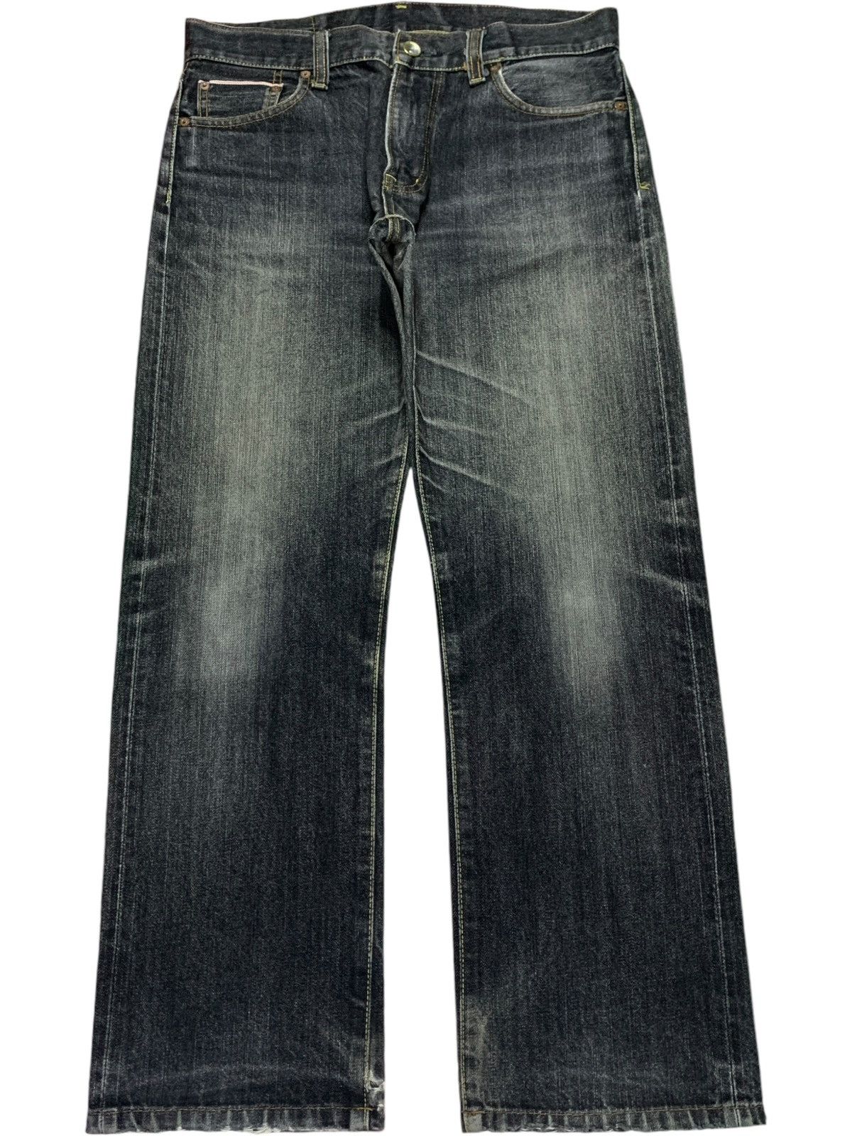 Uniqlo Vintage Uniqlo Selvedge Faded Wash Distressed Loose Jeans Size US 34 / EU 50 - 1 Thumbnail