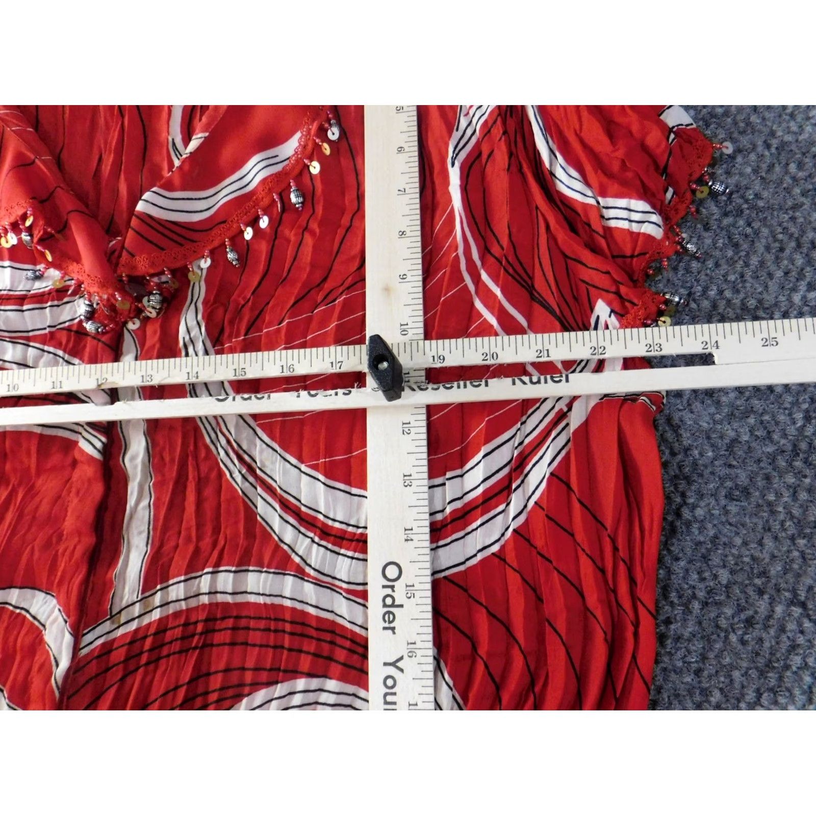 Vintage Dressbarn Womens Blouse 3X Red Button-Up Tunic Casual Geometric Stretch Knit Polyester Modern Designer Womens 3X Plus Size XXL / US 16-18 / IT 52-54 - 7 Thumbnail