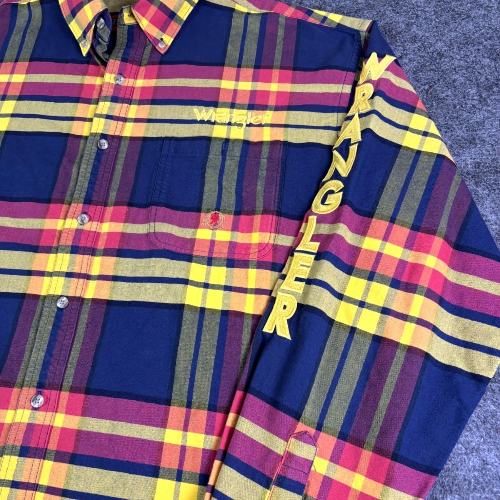 Wrangler Wrangler Shirt Plaid Button-Up Long Sleeve XL Blue 90s Casual Men’s Cotton Flannel Size US XL / EU 56 / 4 - 6 Thumbnail