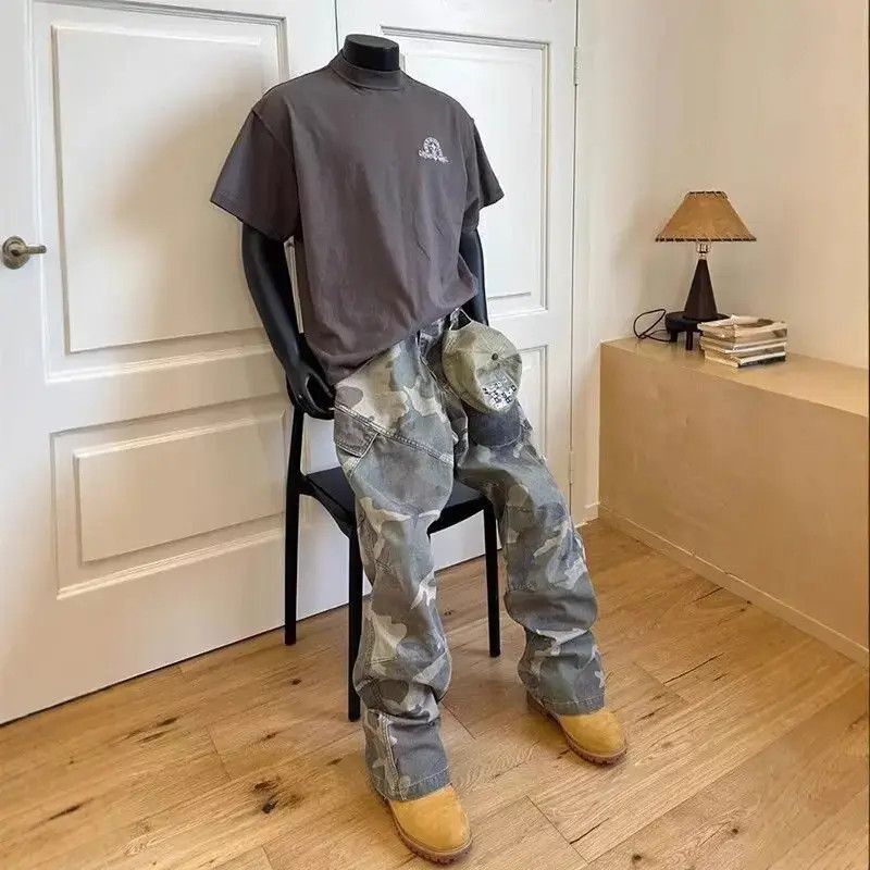 Japanese Brand Retro loose casual camouflage micro flared jeans Size US 32 / EU 48 - 6 Thumbnail