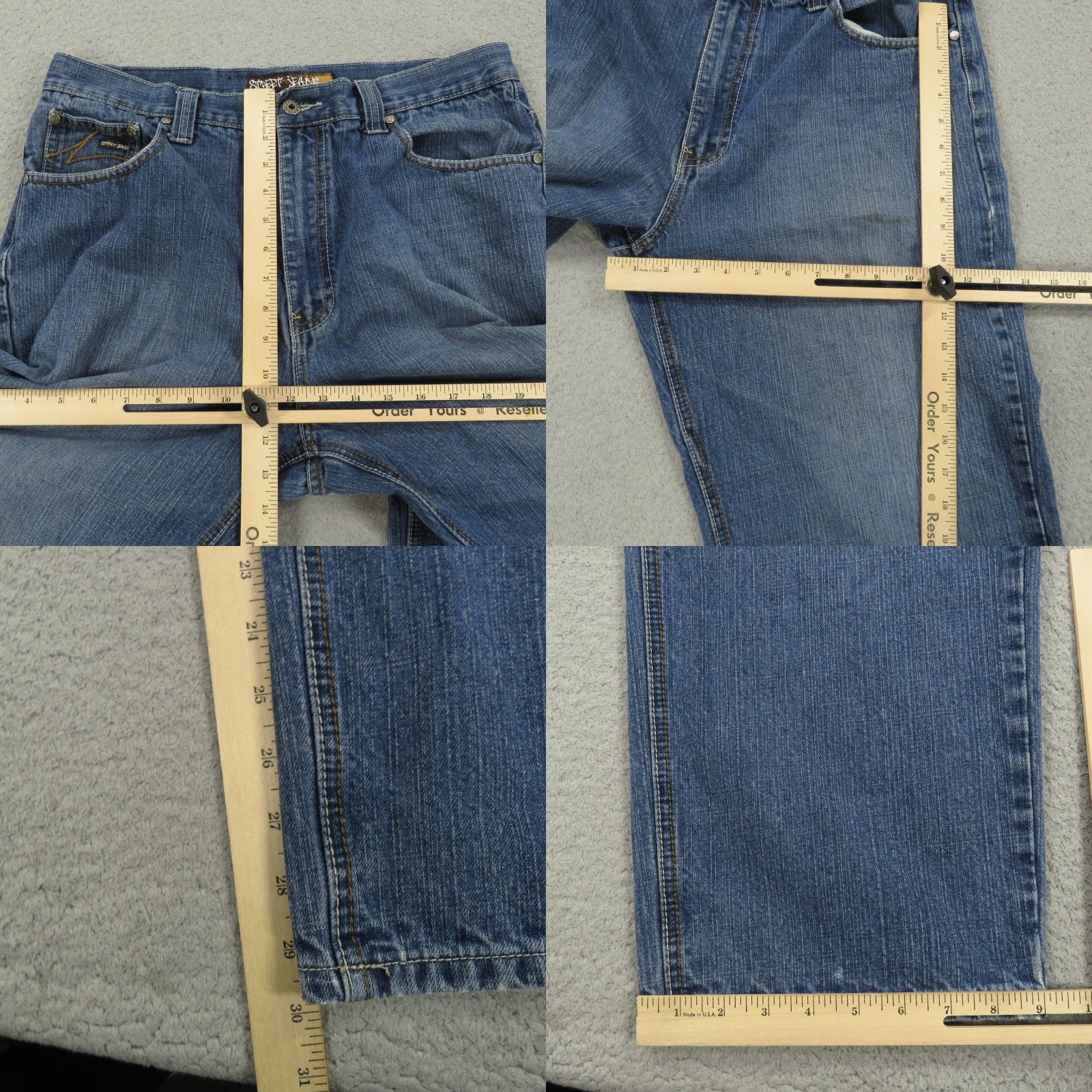 Vintage Street Jeans Baggy Jeans Men 34 Y2K Embroidered Skater Grunge Wide 10" Leg Opening Pipes 34x30 Blue Denim Cotton 5-Pocket Logo Vintage Mens Size US 34 / EU 50 - 9 Thumbnail