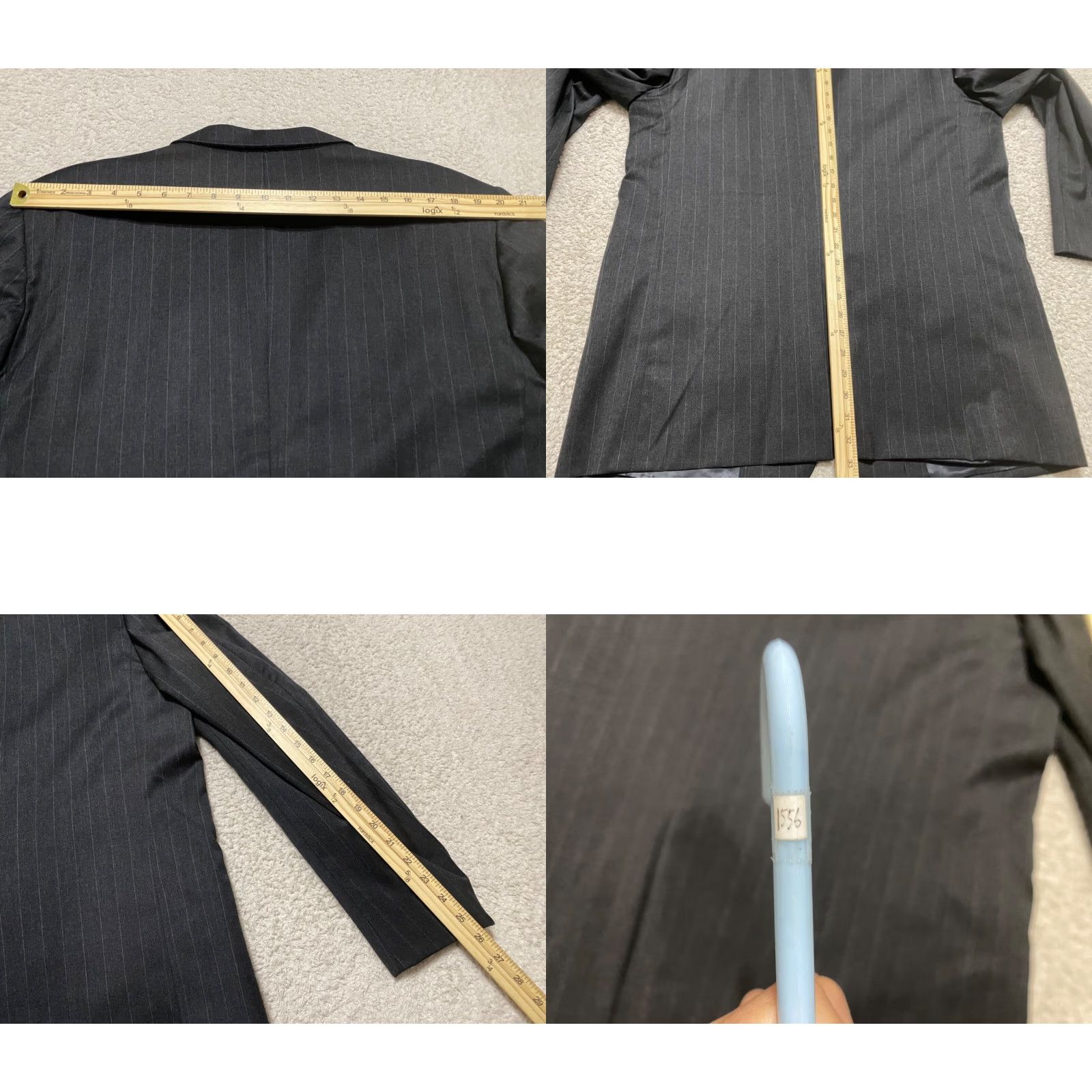 Vintage Hickey Freeman Blazer Mens Gray Wool 46 Striped Two-Button Long Sleeve Size US XXL / EU 58 / 5 - 9 Thumbnail