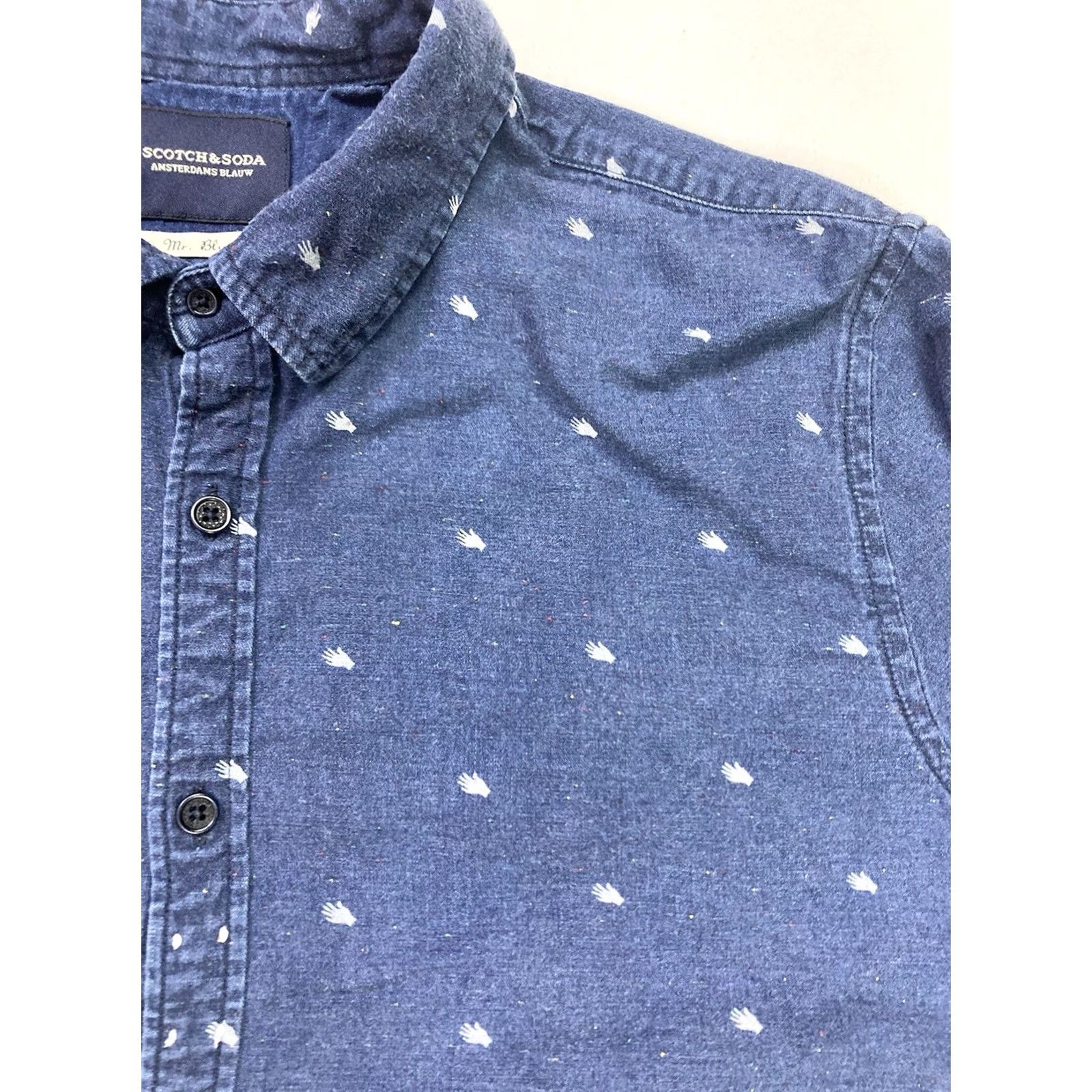 Scotch & Soda Scotch & Soda Shirt Denim Jean Button-Up Long Sleeve Men Slim LARGE Blue Colorful All Seasons Casual Shirt Size US L / EU 52-54 / 3 - 2 Thumbnail