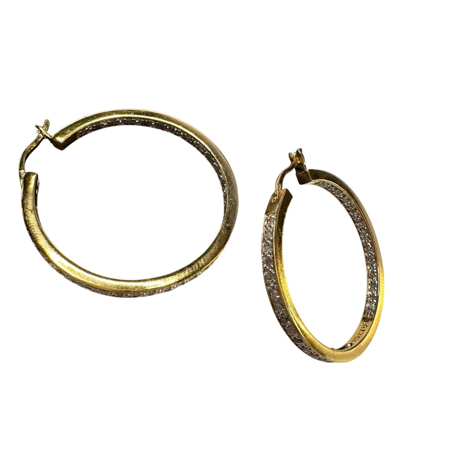 Other Beautiful 1/2 Carat Inside Out Diamond Hoop Earrings Size ONE SIZE - 7 Thumbnail