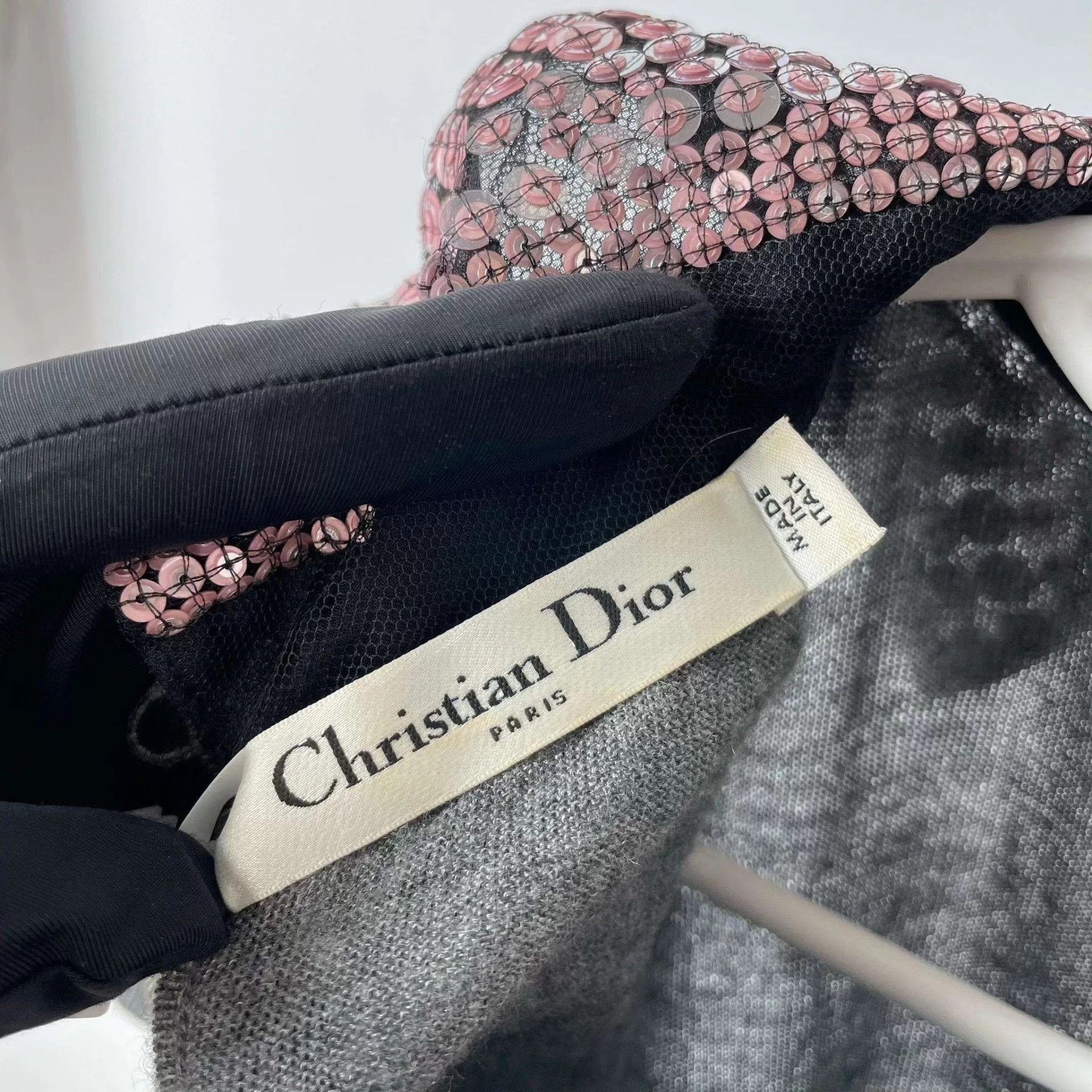 Dior Dior Gray Sequined Collar Short-Sleeve Size ONE SIZE - 4 Thumbnail
