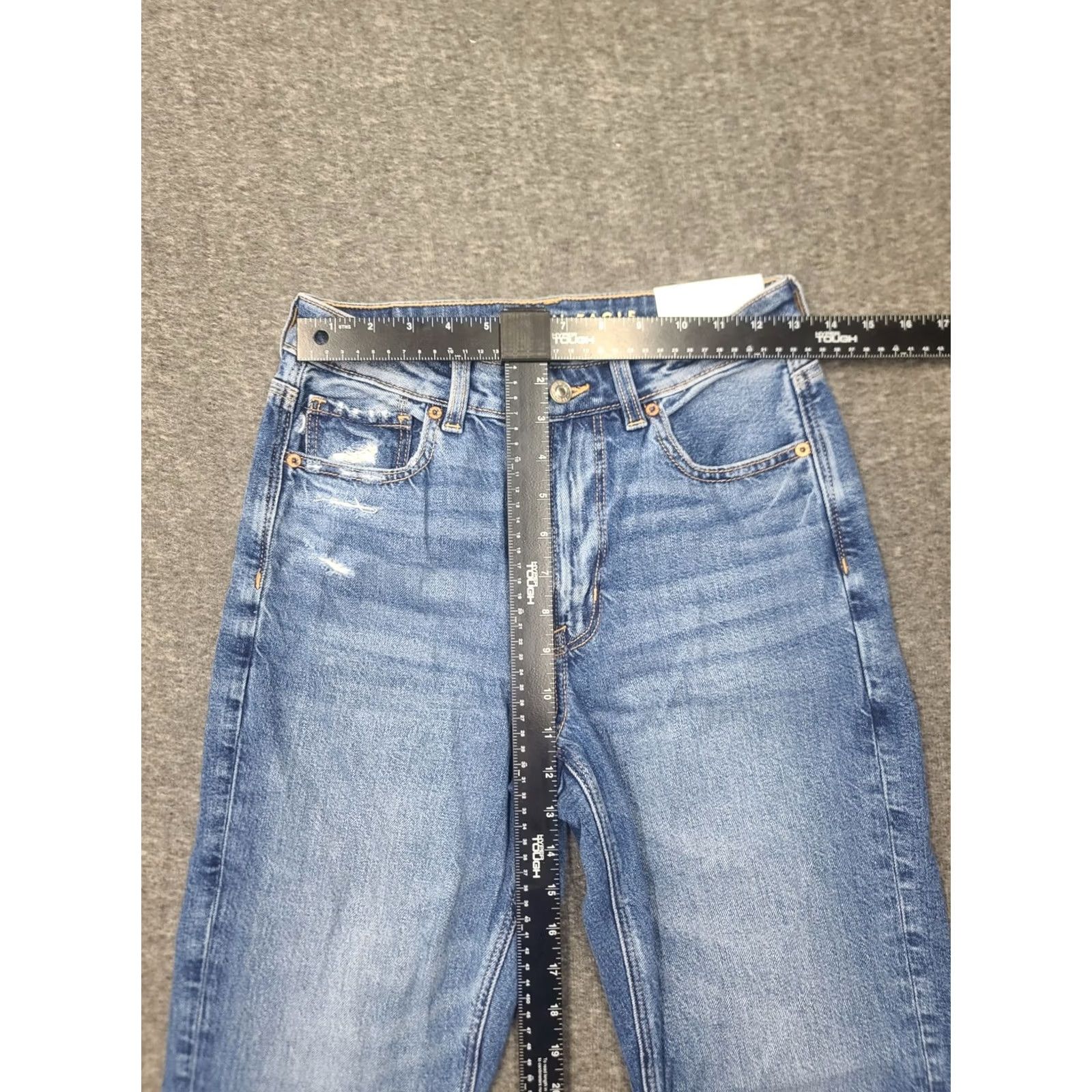 American Eagle Outfitters VINTAGE American Eagle Strigid Mom Jeans 6 28W High Rise Destructed NWT Bright Star Blue Women Jeans Weekend Retro 90s Boys Girls Mens Womens Size 28" / US 6 / IT 42 - 4 Thumbnail