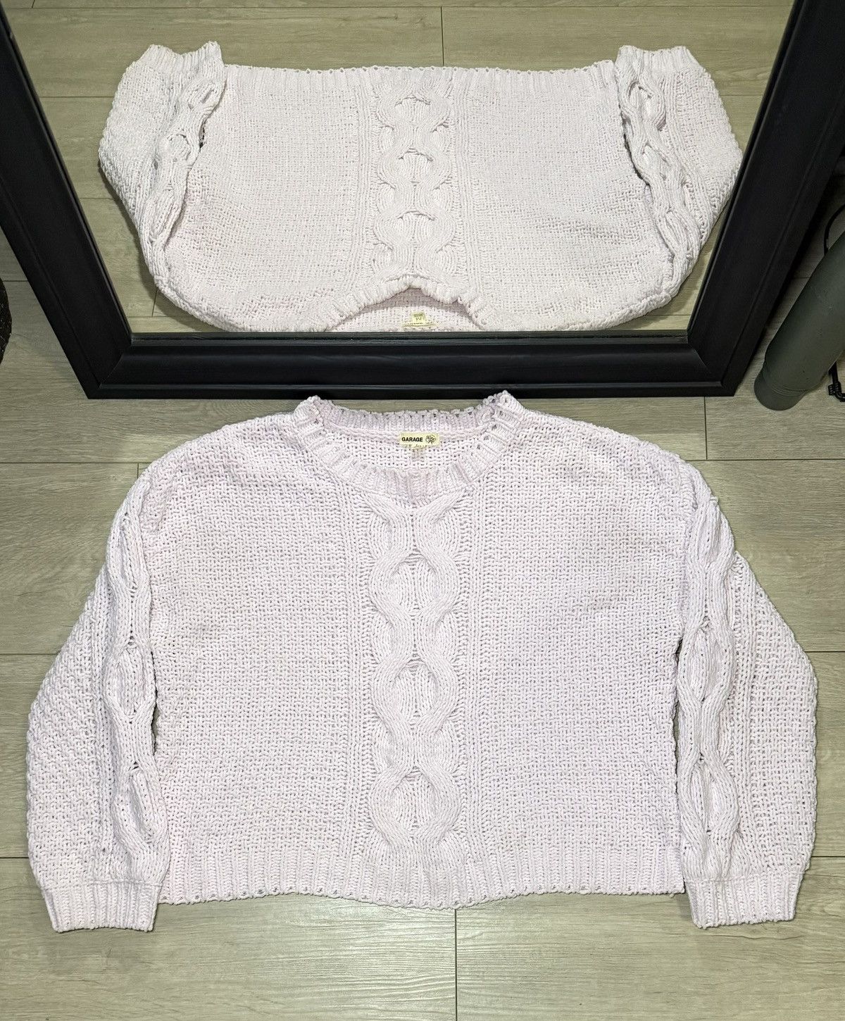 Garage Y2K Pink Garage Pink Cable Knit Cardigan Crewneck Sweatshirt Size S / US 4 / IT 40 - 1 Thumbnail