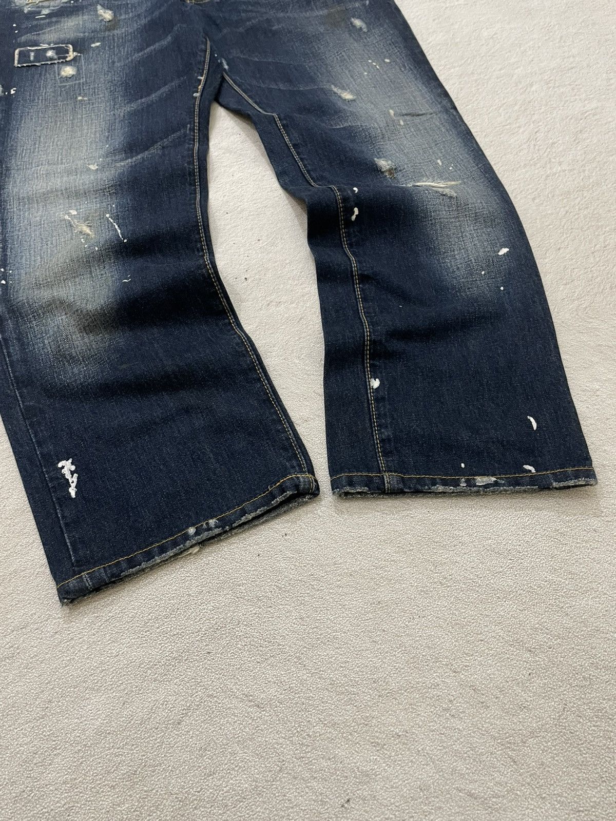 Japanese Brand Dsquared Heavy Distressed Denim Paint Splatter Dirty Washed Size US 37 - 3 Thumbnail