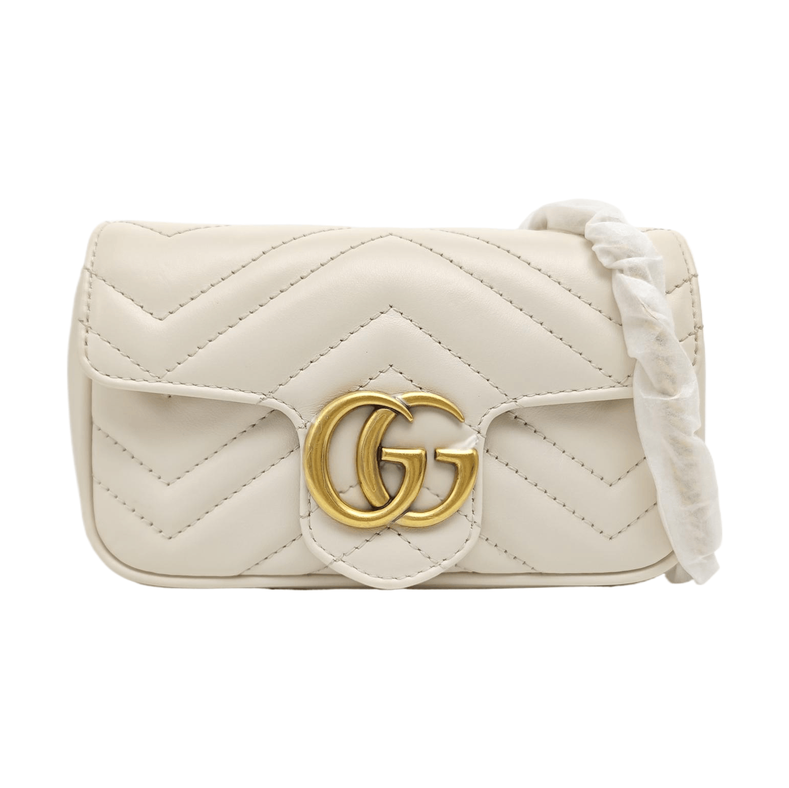 Gucci Gucci GG Marmont Mini White Leather Chain Bag Size ONE SIZE - 1 Thumbnail