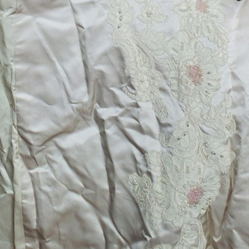 Handmade White Bridal Wedding Coat Jacket with Train Lace Sleeves 1XL Size XXL / US 16-18 / IT 52-54 - 12 Thumbnail