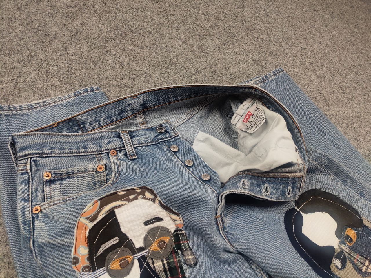 Levi's Vintage 90's Levis 501 Sashiko Patchwork Face Jeans watanabe Size US 33 - 24 Thumbnail